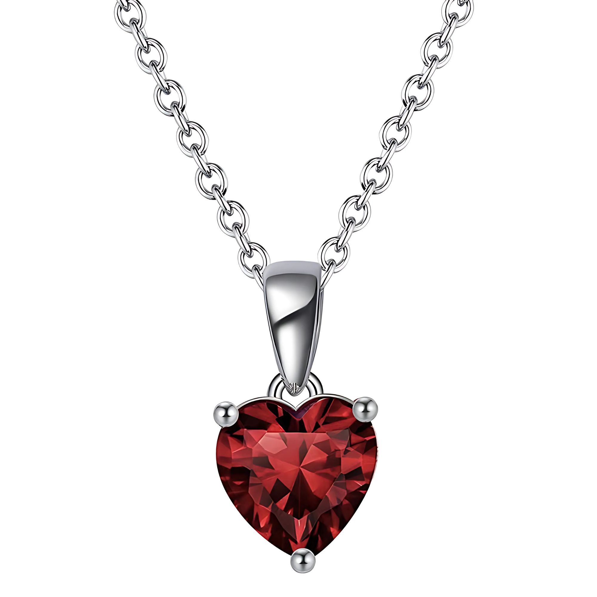 Birthstone Heart Necklace for Women Solitaire Cz Sterling Silver Ginger Lyne - Picture 18 of 19