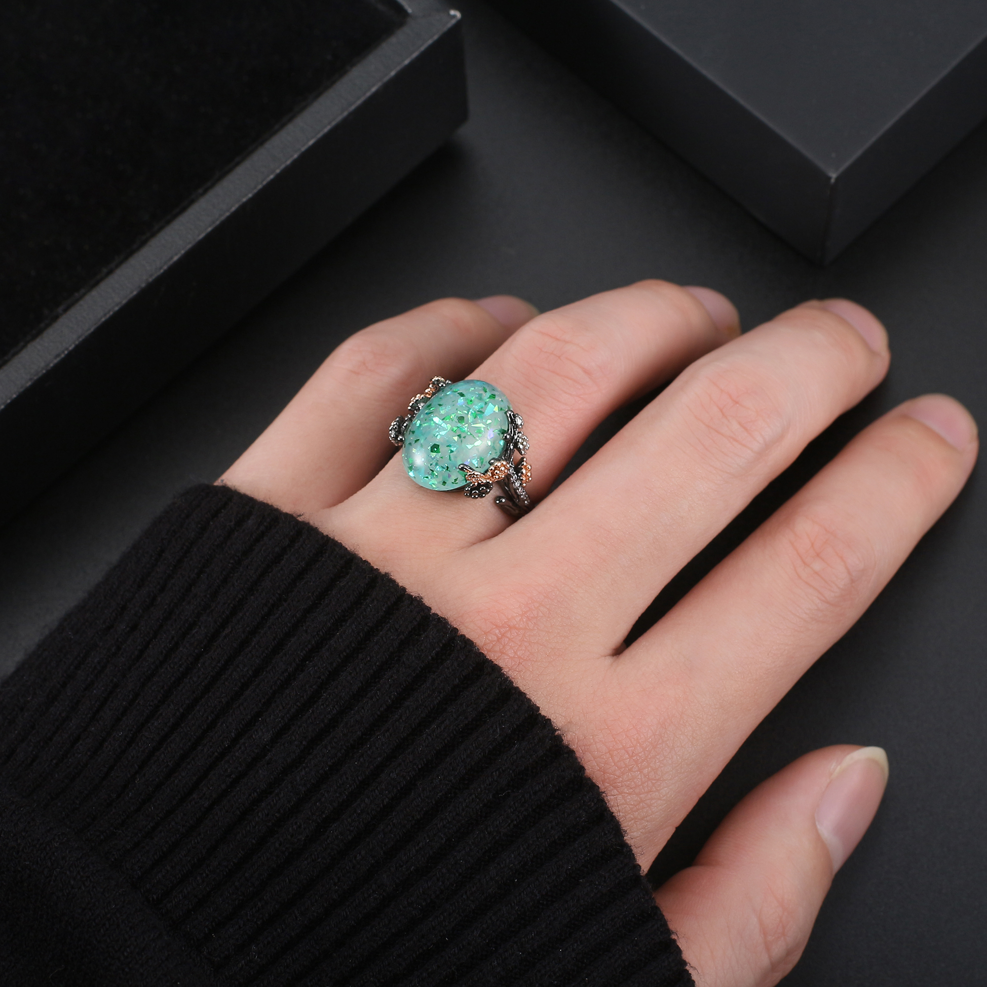 Henrietta Fire Opal Engagement Ring for Women Promise Ginger Lyne Collection - Picture 11 of 25