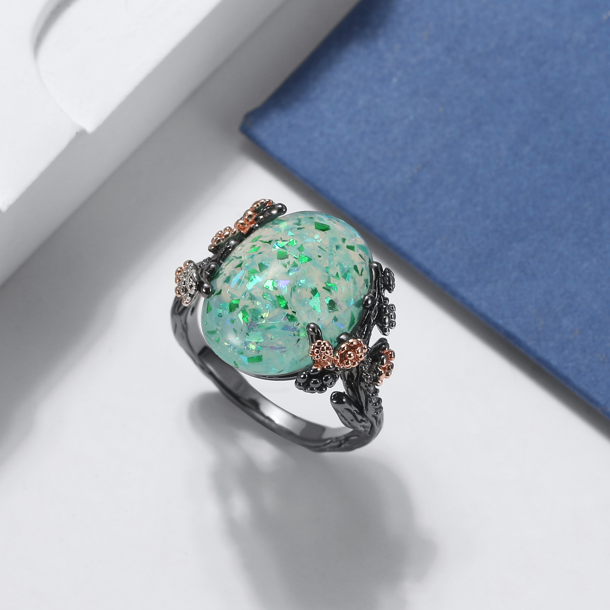 Henrietta Fire Opal Engagement Ring for Women Promise Ginger Lyne Collection - Picture 12 of 25