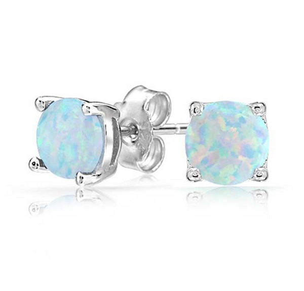 White Created Fire Opal Stud Earrings Wgold Plated Womens Ginger Lyne Collection