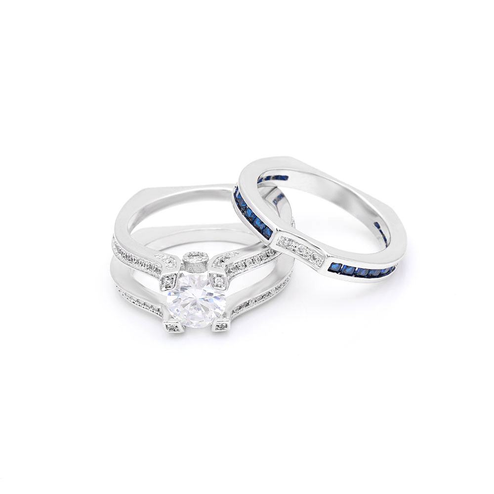 Skylar Bridal Set Band Inserts Engagement Ring Cz Womens Ginger Lyne Collection