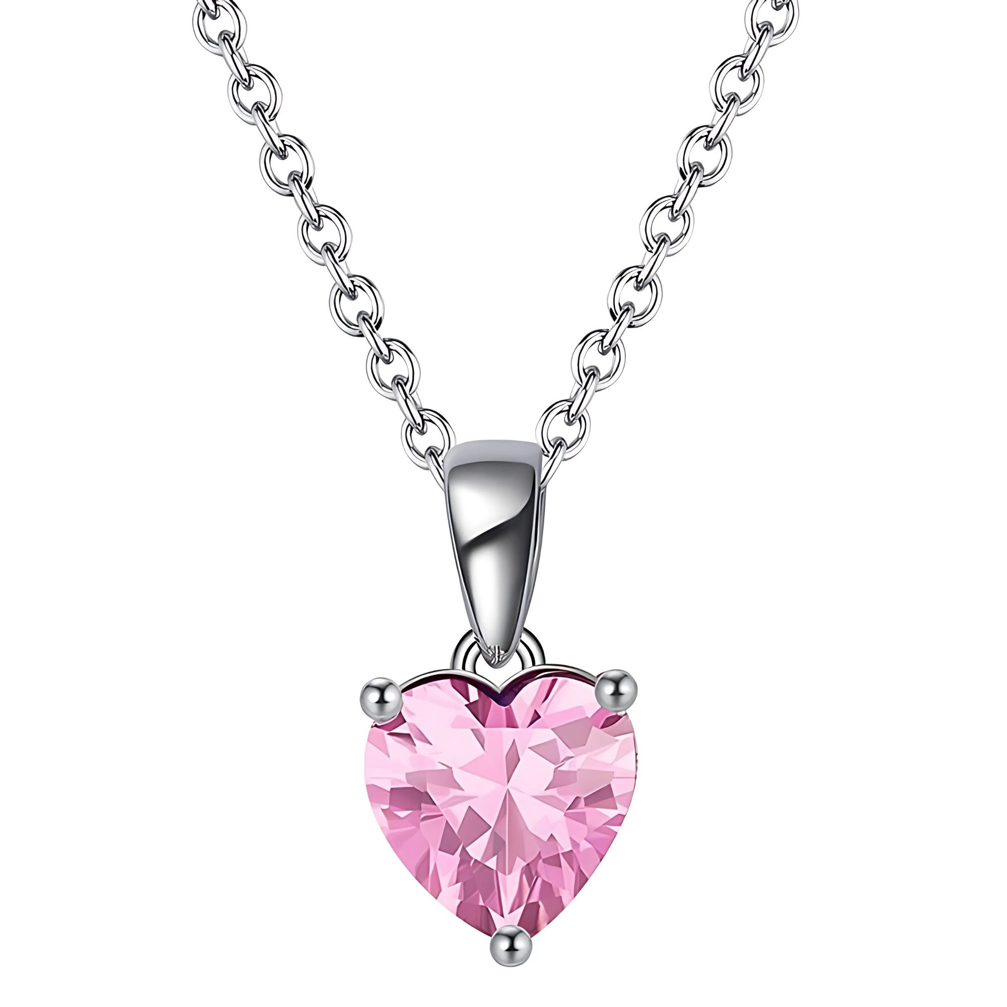 Birthstone Heart Necklace for Women Solitaire Cz Sterling Silver Ginger Lyne - Picture 14 of 19