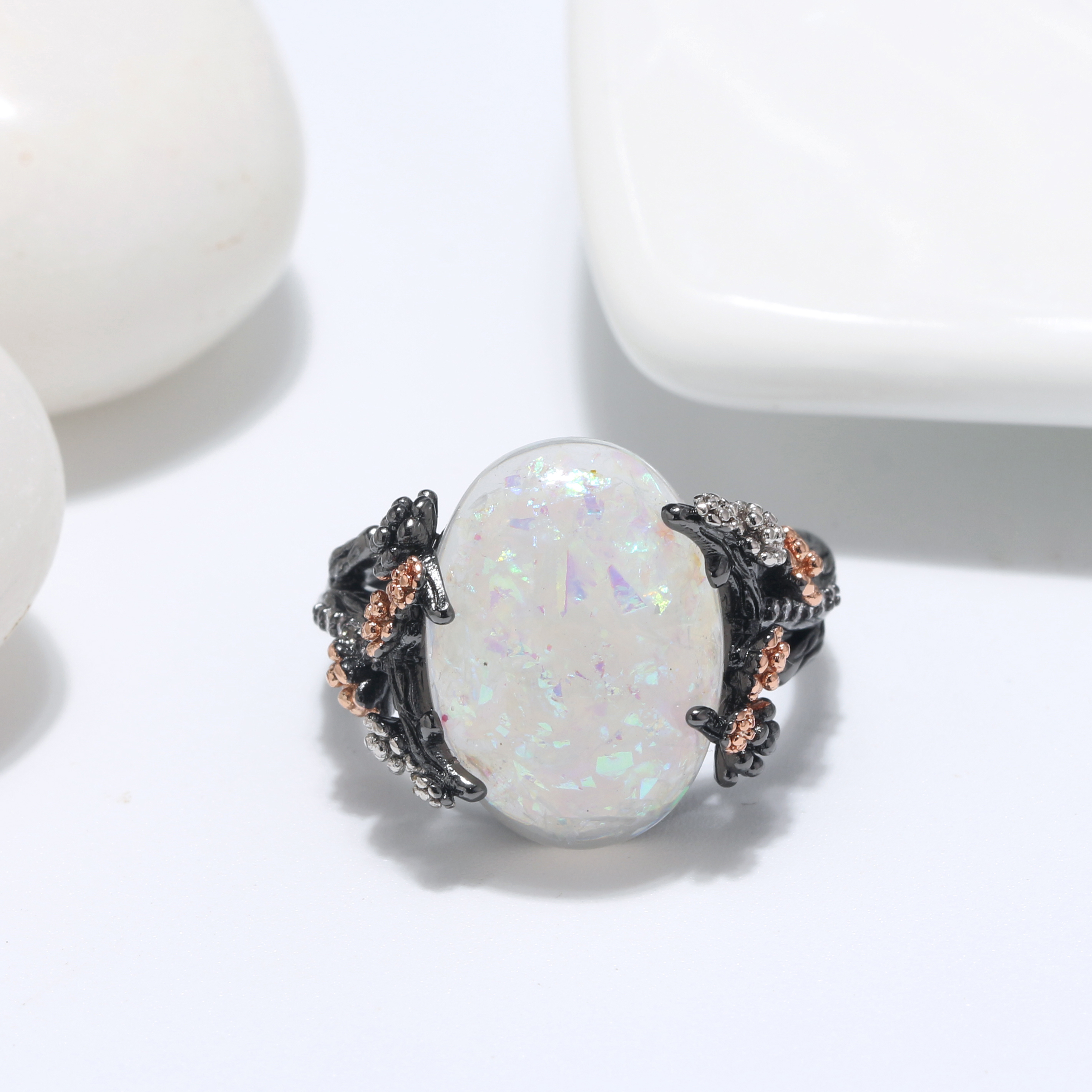 Henrietta Fire Opal Engagement Ring for Women Promise Ginger Lyne Collection - Picture 25 of 25