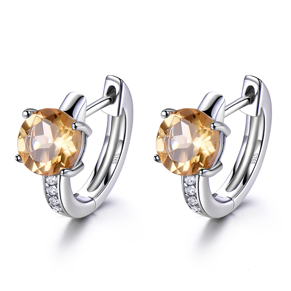 Madeira Citrine or Blue Topaz Hoop Earrings in Sterling Silver Ginger for Women-image