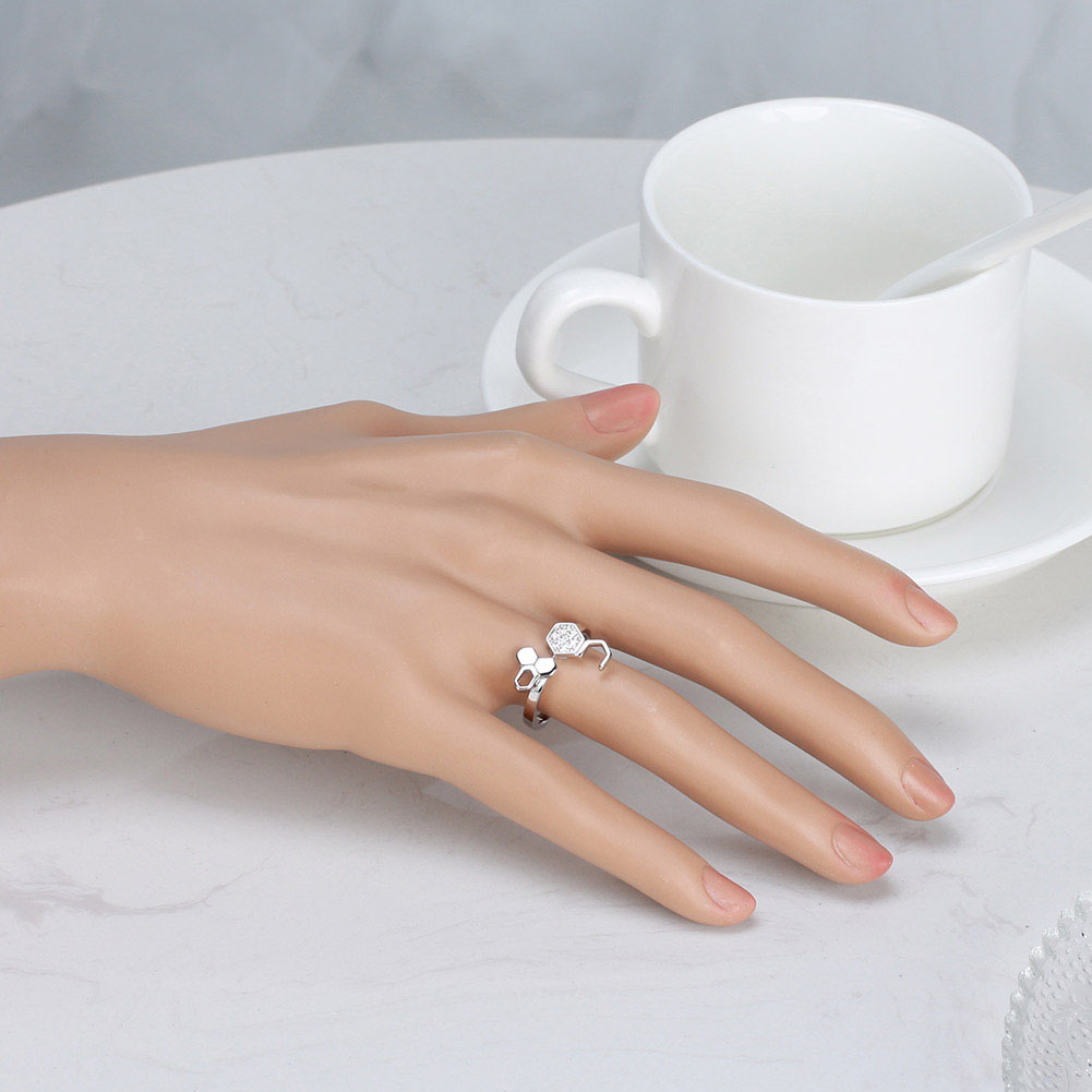 Honeycomb Ring for Women or Girls Cz Sterling Silver Bee Jewelry Ginger Lyne - Picture 5 of 6