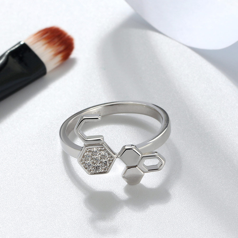 Honeycomb Ring for Women or Girls Cz Sterling Silver Bee Jewelry Ginger Lyne - Picture 3 of 6
