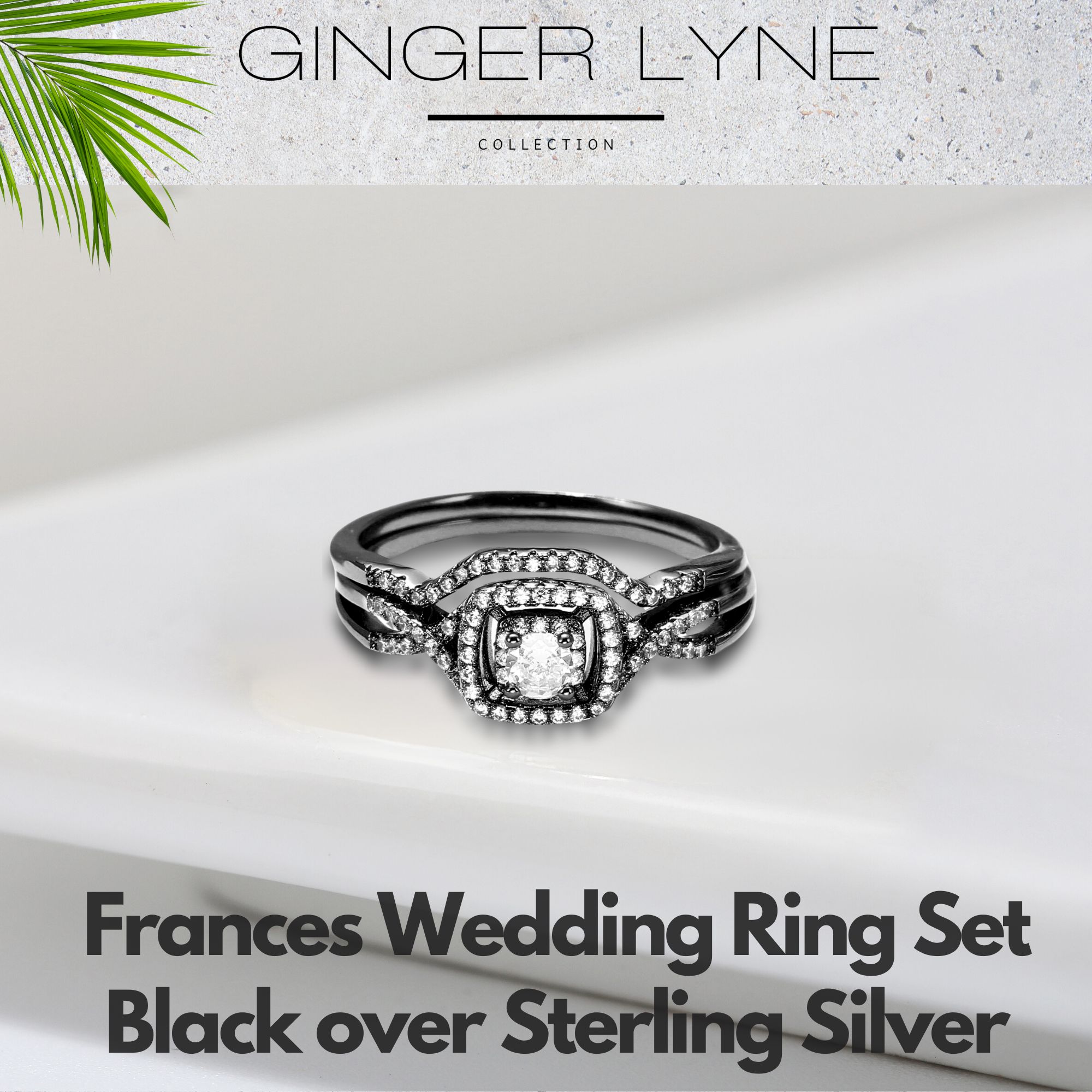 Wedding Ring Set for Women Halo CZ White Gold Sterling Silver Engagement Ring - Picture 9 of 33