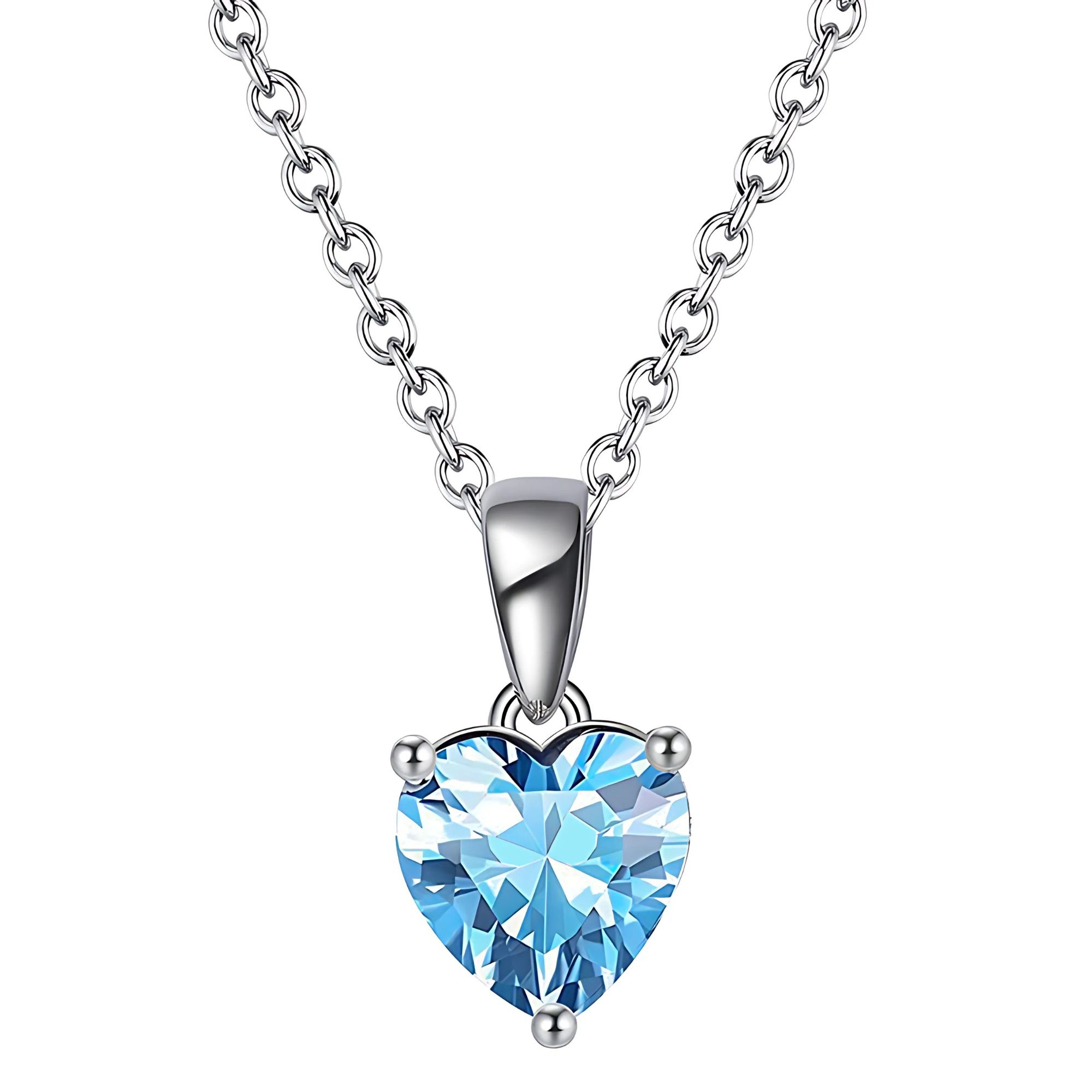 Birthstone Heart Necklace for Women Solitaire Cz Sterling Silver Ginger Lyne - Picture 13 of 19