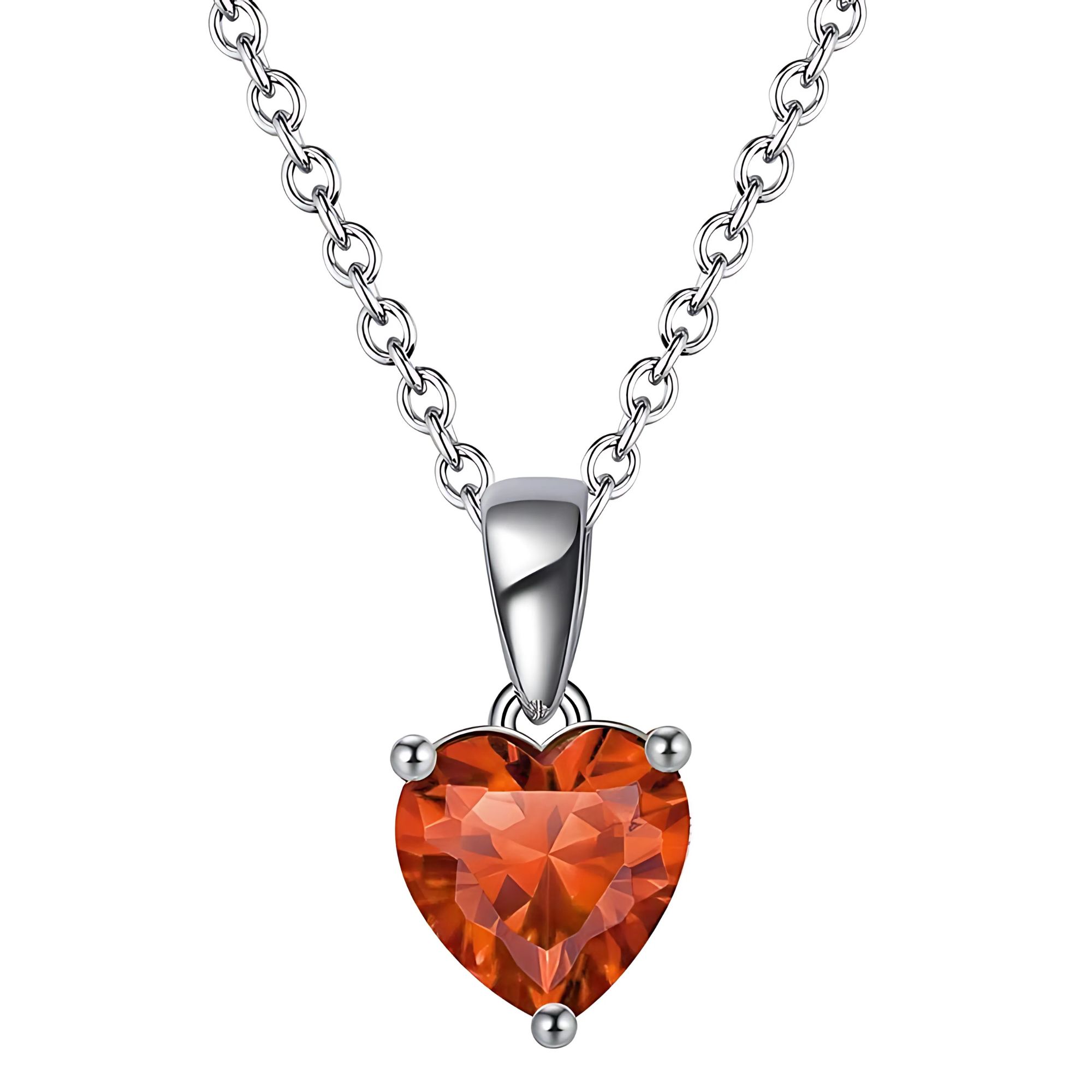 Birthstone Heart Necklace for Women Solitaire Cz Sterling Silver Ginger Lyne - Picture 17 of 19