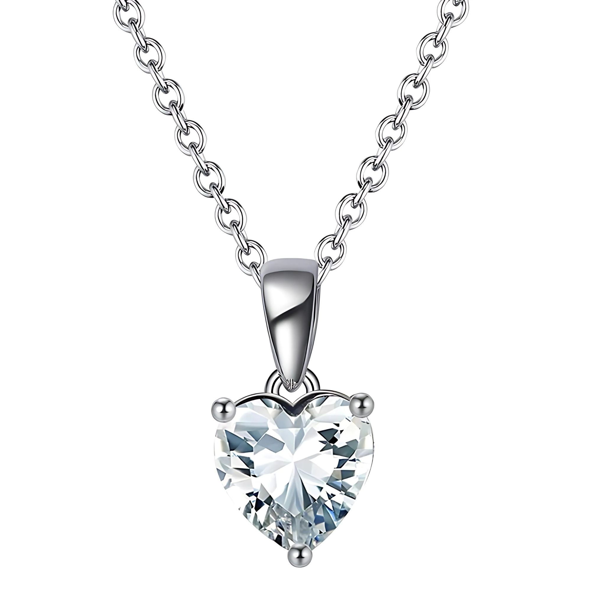Birthstone Heart Necklace for Women Solitaire Cz Sterling Silver Ginger Lyne - Picture 10 of 19
