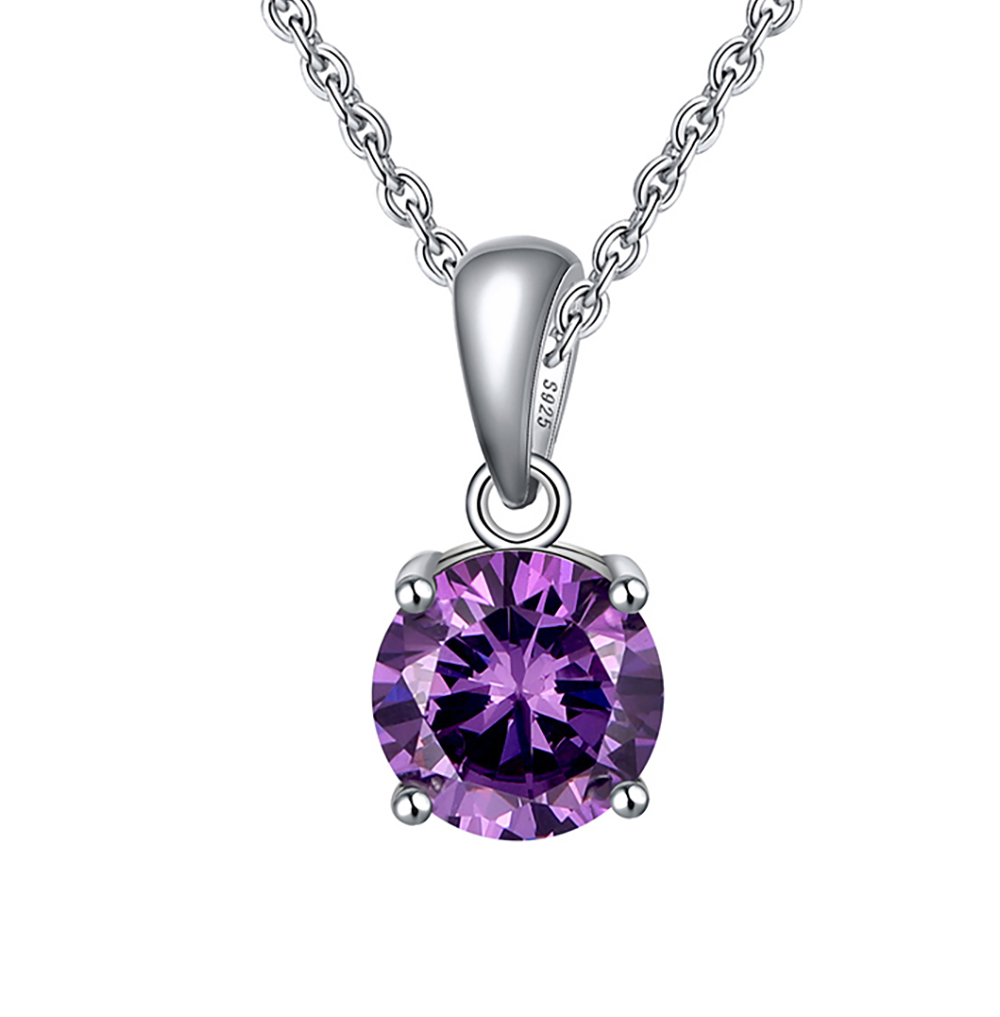 Solitaire Birthstone Necklace for Women Cz Sterling Silver Ginger Lyne - Picture 13 of 43