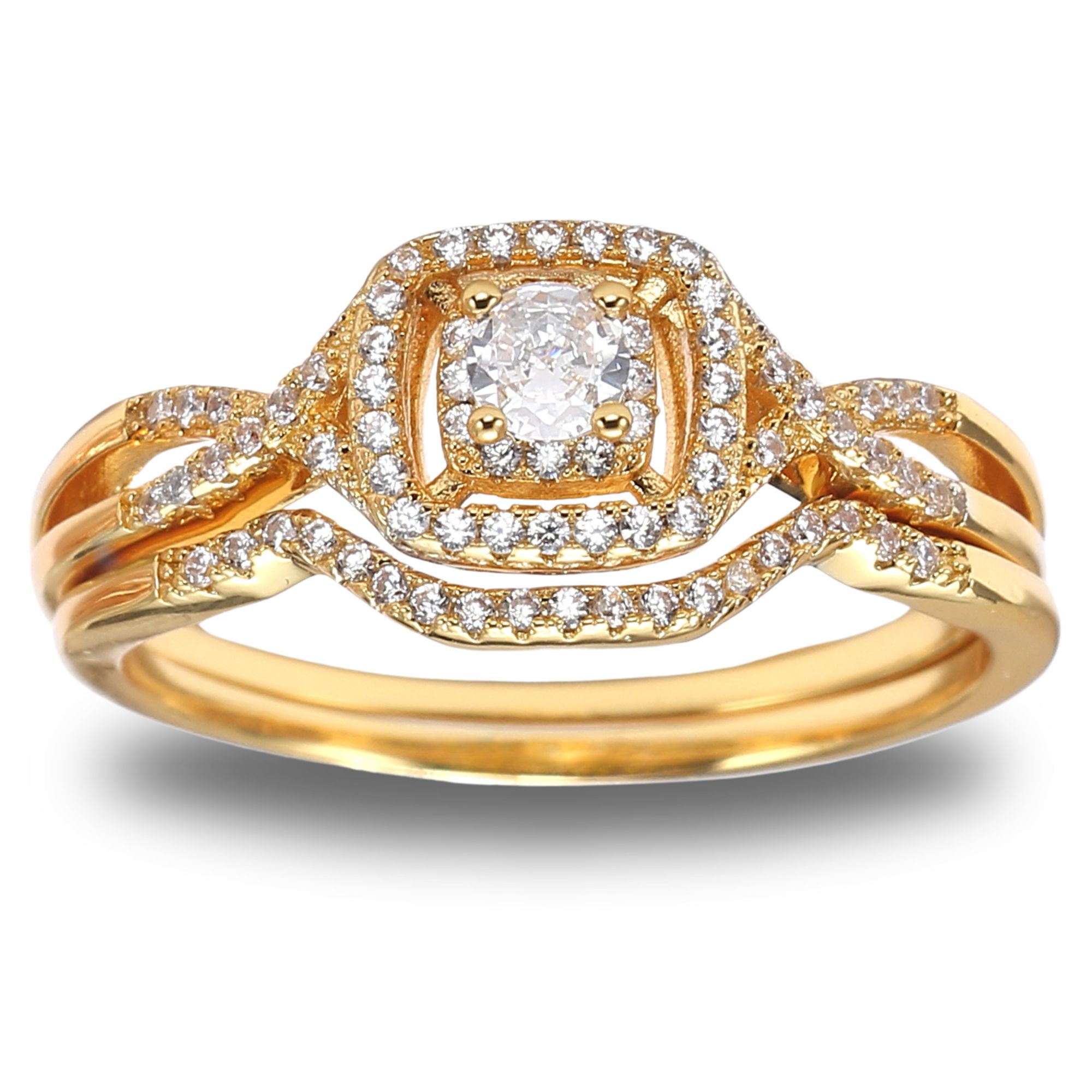 Wedding Ring Set for Women Halo CZ White Gold Sterling Silver Engagement Ring - Picture 29 of 33