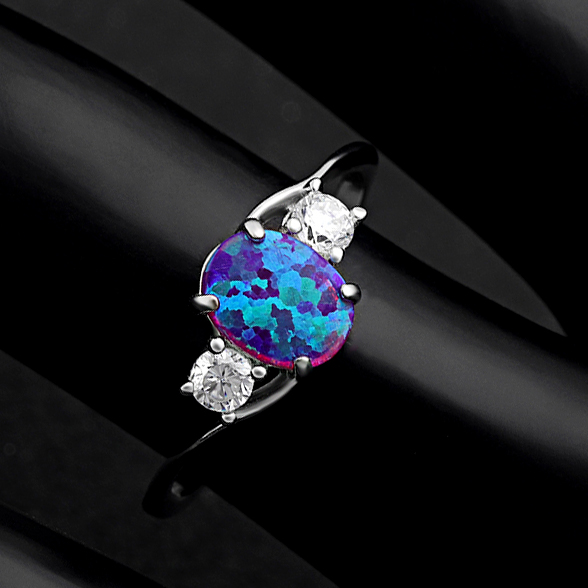 Addy Purple Opal Ring Sterling Silver Women Engagement Ginger Lyne Collection