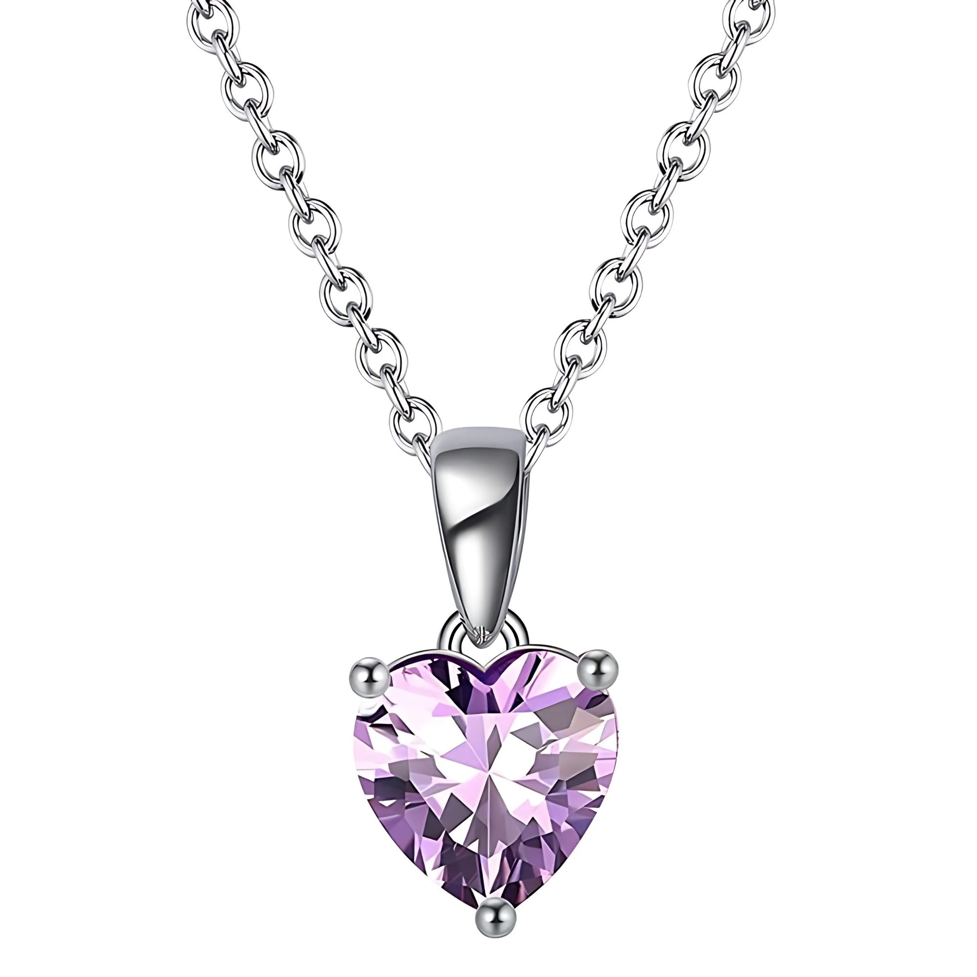 Birthstone Heart Necklace for Women Solitaire Cz Sterling Silver Ginger Lyne - Picture 16 of 19