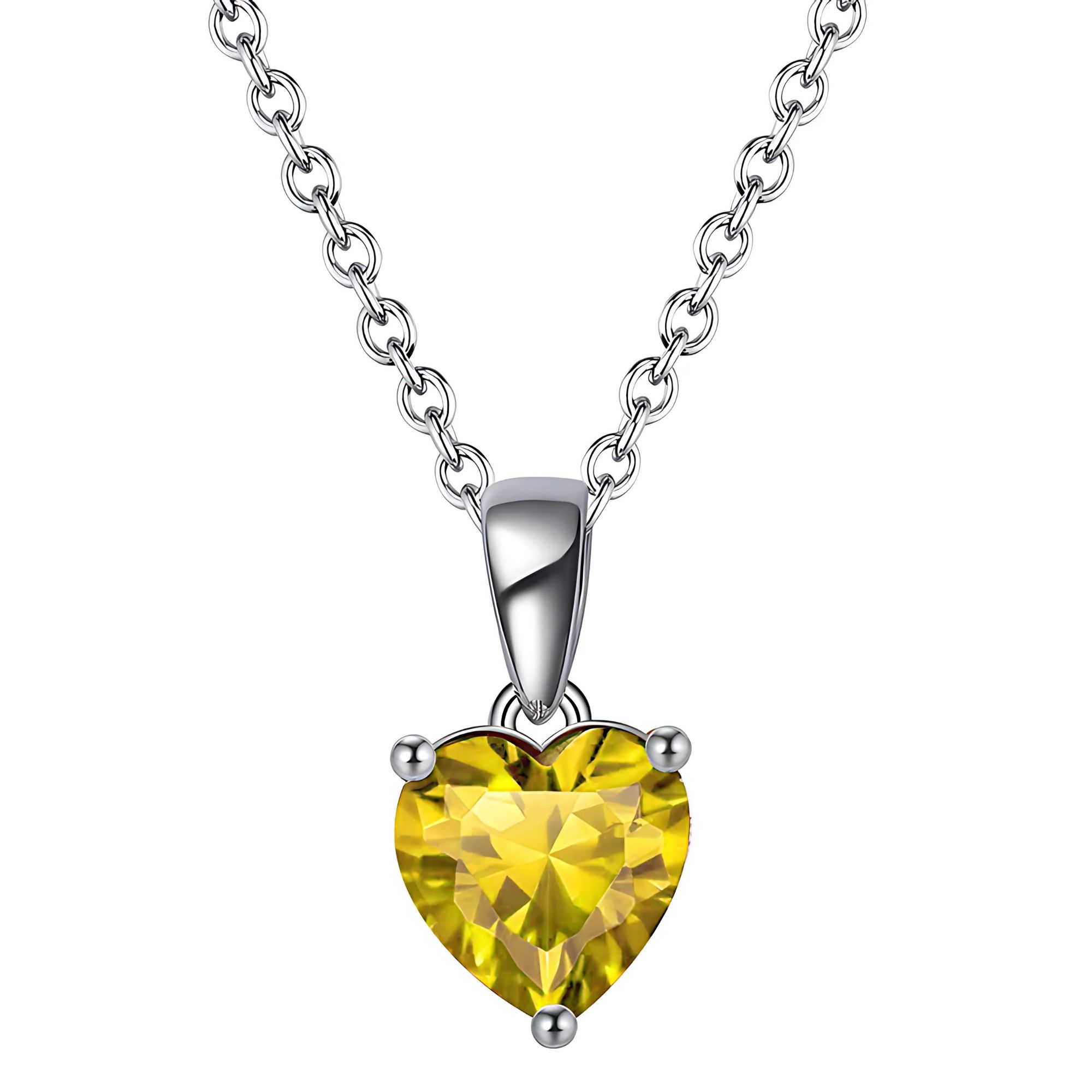 Birthstone Heart Necklace for Women Solitaire Cz Sterling Silver Ginger Lyne - Picture 19 of 19