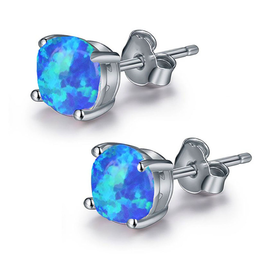 White Created Fire Opal Stud Earrings Wgold Plated Womens Ginger Lyne Collection