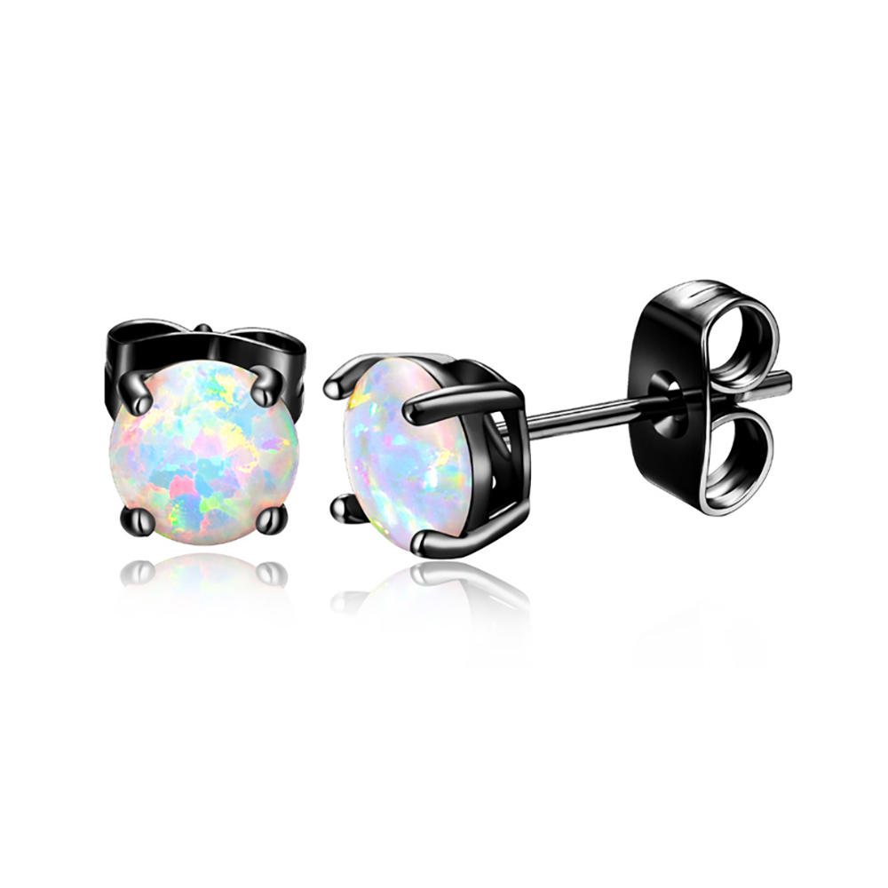 White Created Fire Opal Stud Earrings Wgold Plated Womens Ginger Lyne Collection