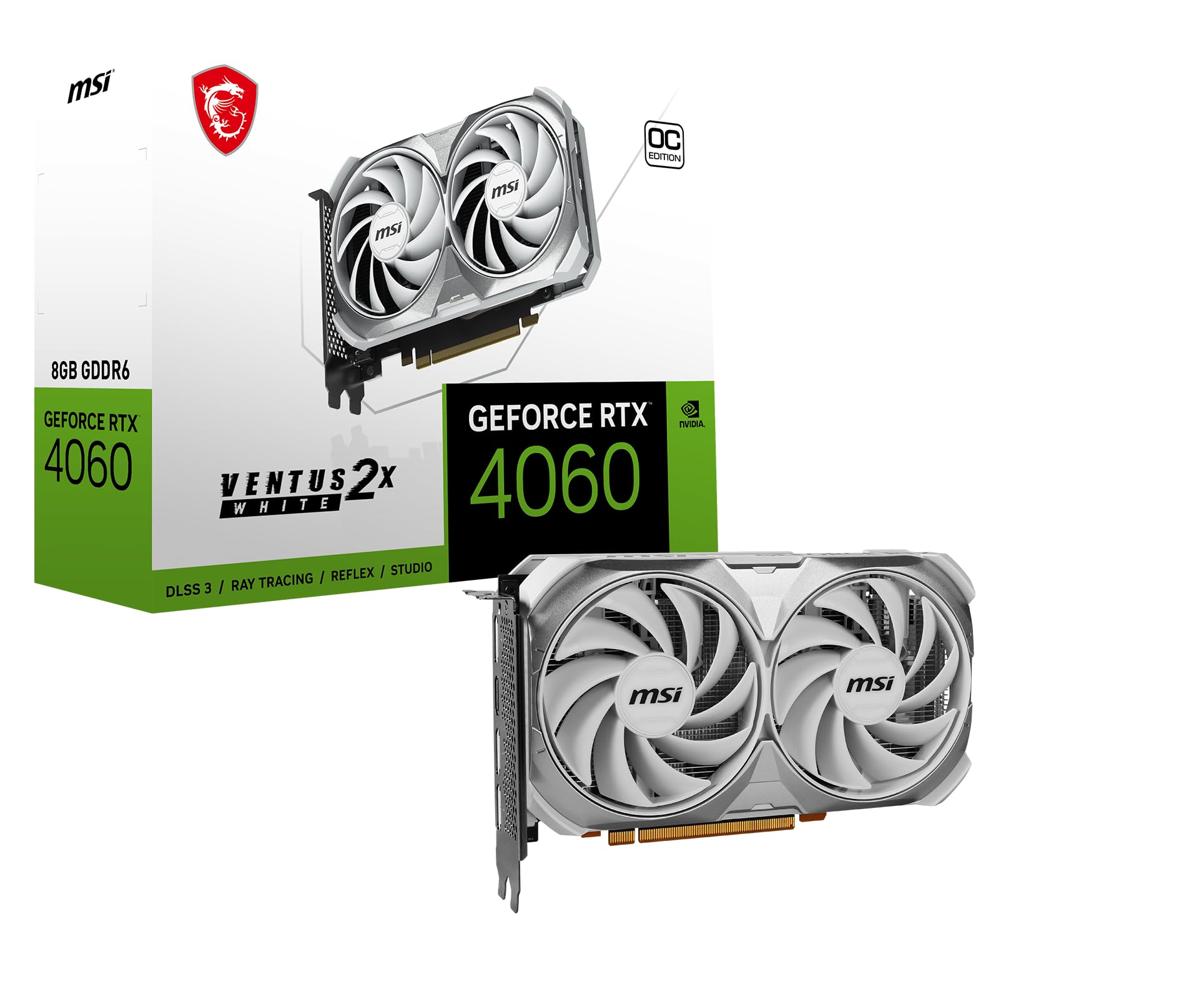 MSI Gaming GeForce RTX 4060 8GB GDRR6 (RTX 4060 Ventus 2X White 8G