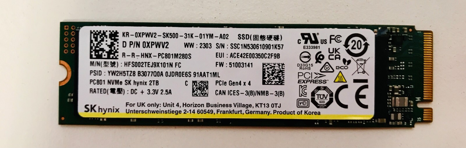 SK Hynix 2TB M.2 NVMe PCIe Gen4x4 SSD (HFS002TEJ9X101N) | eBay