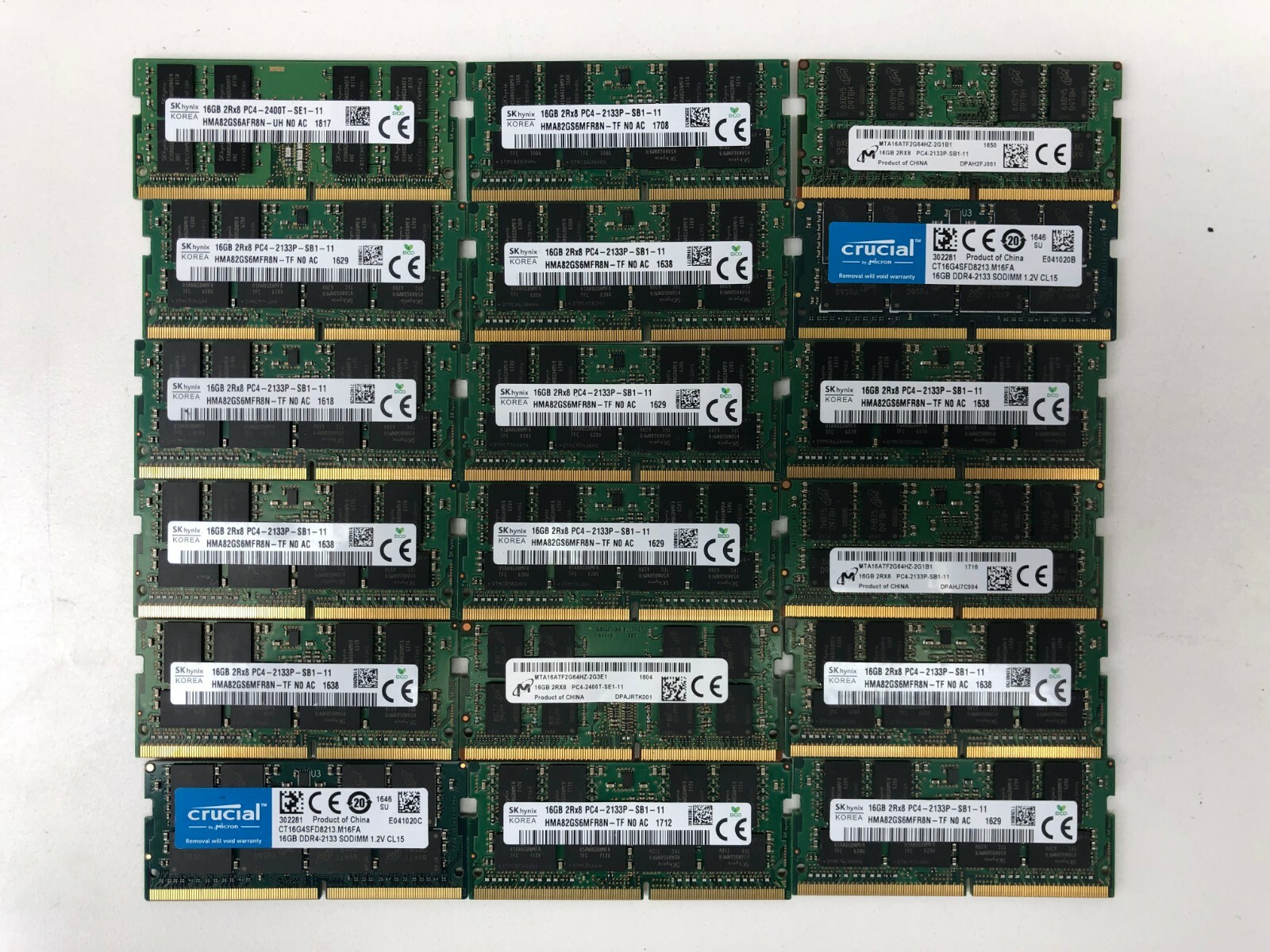 Samsung・hynix DDR4メモリー 16GB (8GB 2枚)セット BULK LOT OF 10 ] 16GB DDR4 LAPTOP RAM 2133 & 2400 MHz SAMSUNG