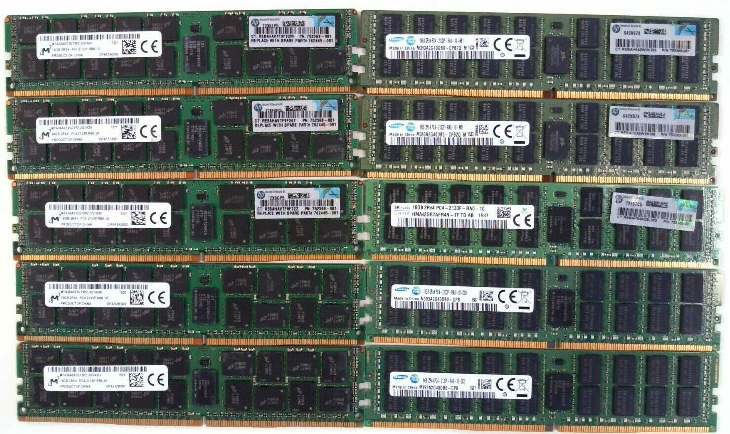BULK LOT OF 10 ] 16GB 2Rx4 PC4-2133P RDIMM DDR4-17000 ECC Server
