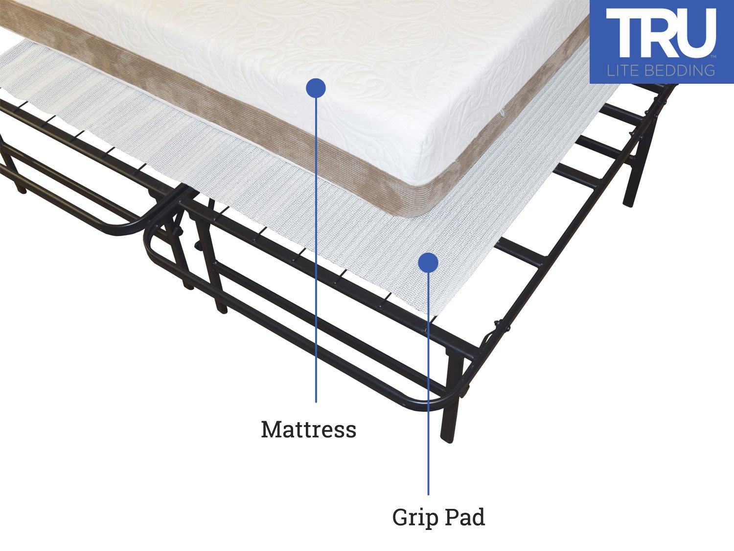 Tru Lite Bedding Non Slip Mattress or Rug Grip Pad - Twin, White