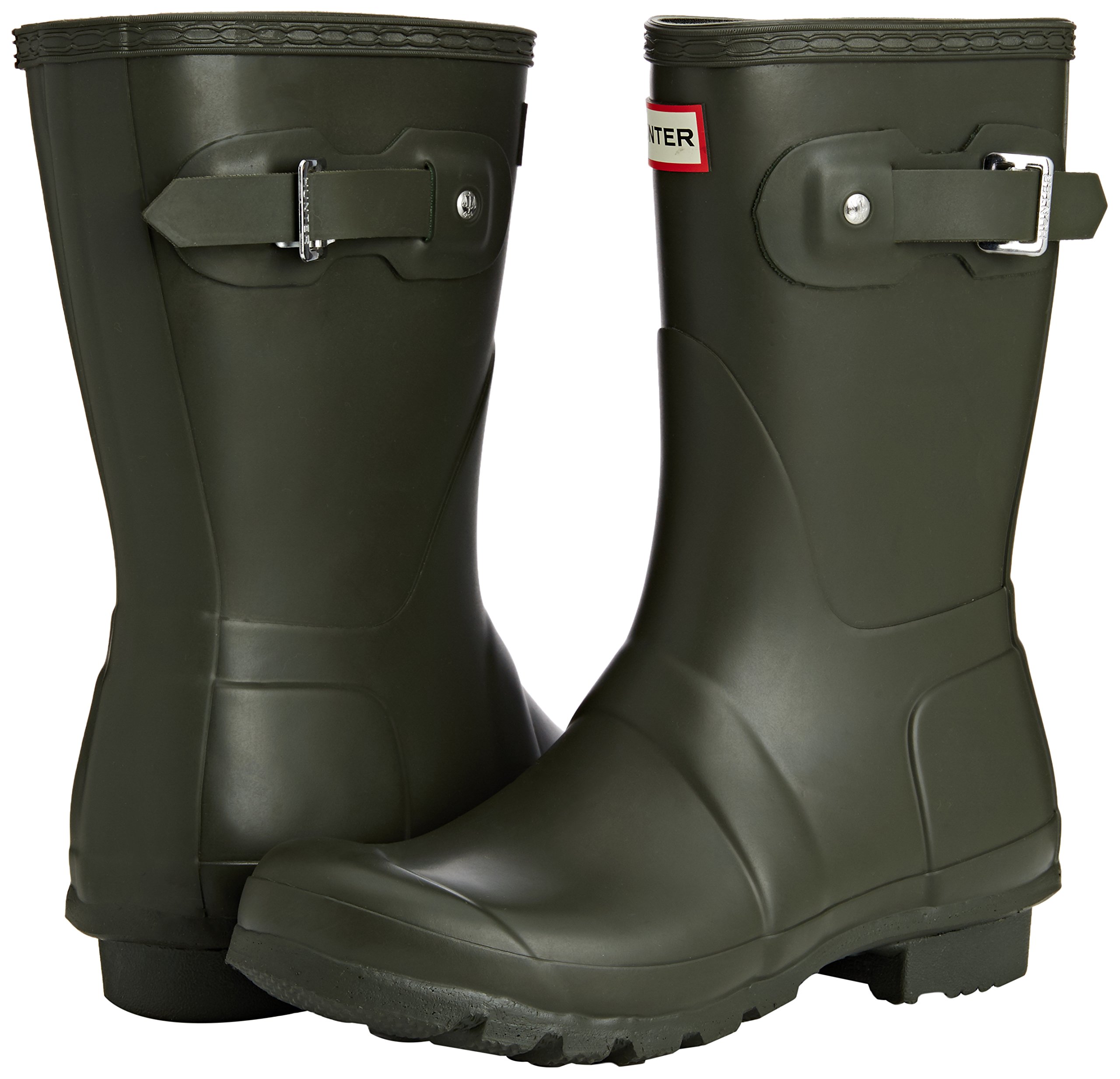 hunter short black matte rain boots