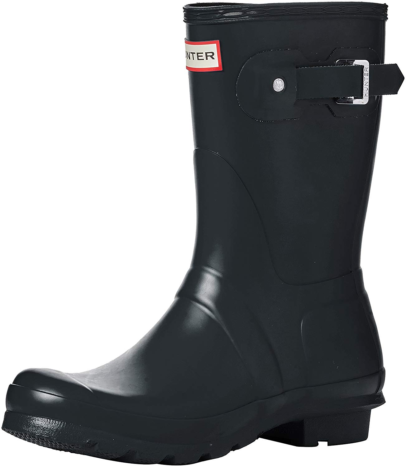 short matte black hunter rain boots