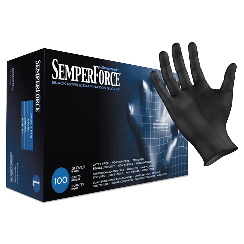 Sempermed SemperForce Powder Free 100 Nitrile Exam Black Gloves Large ...