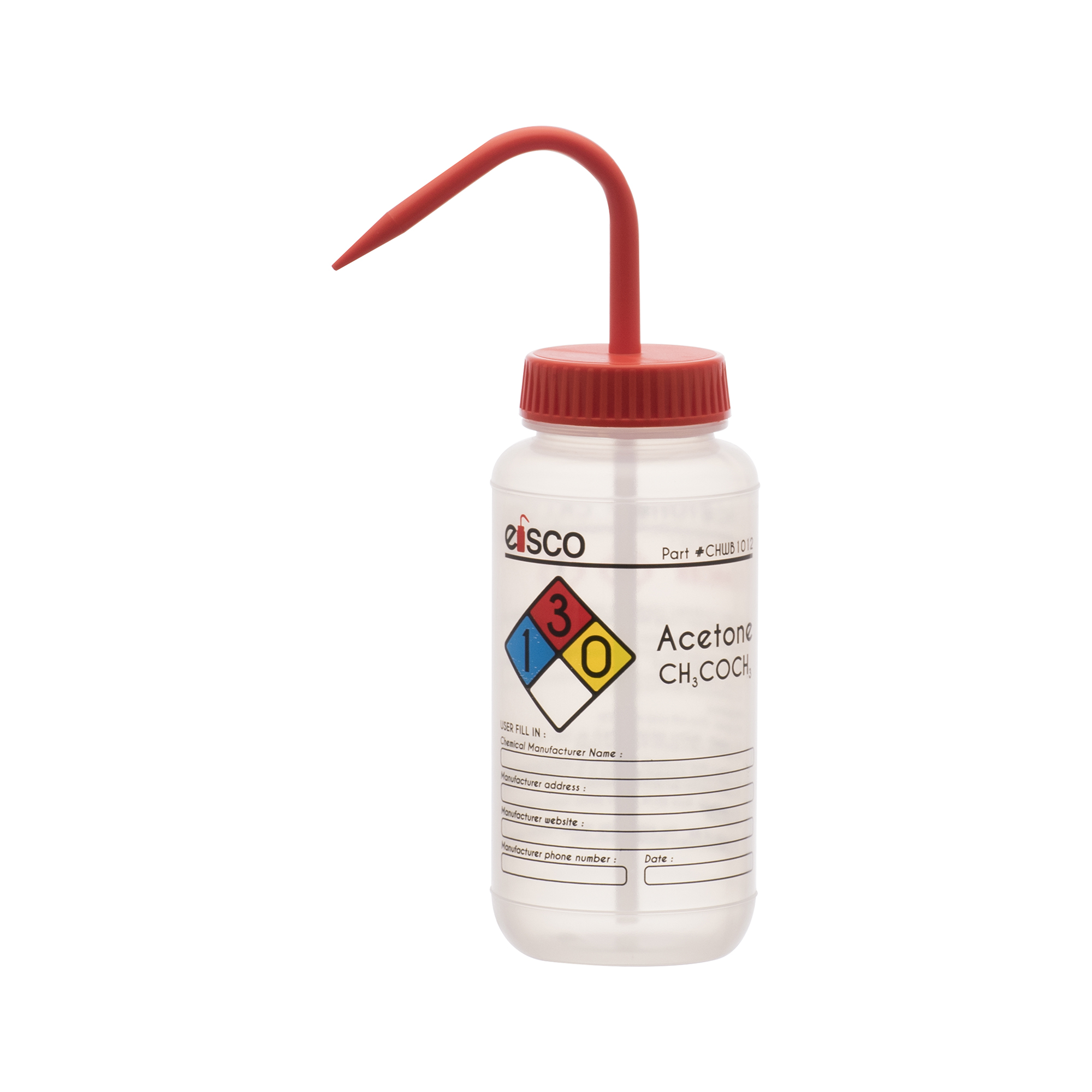 Acetone Wash Bottle, 500ml Wide Mouth, PreLabeled LDPE Eisco