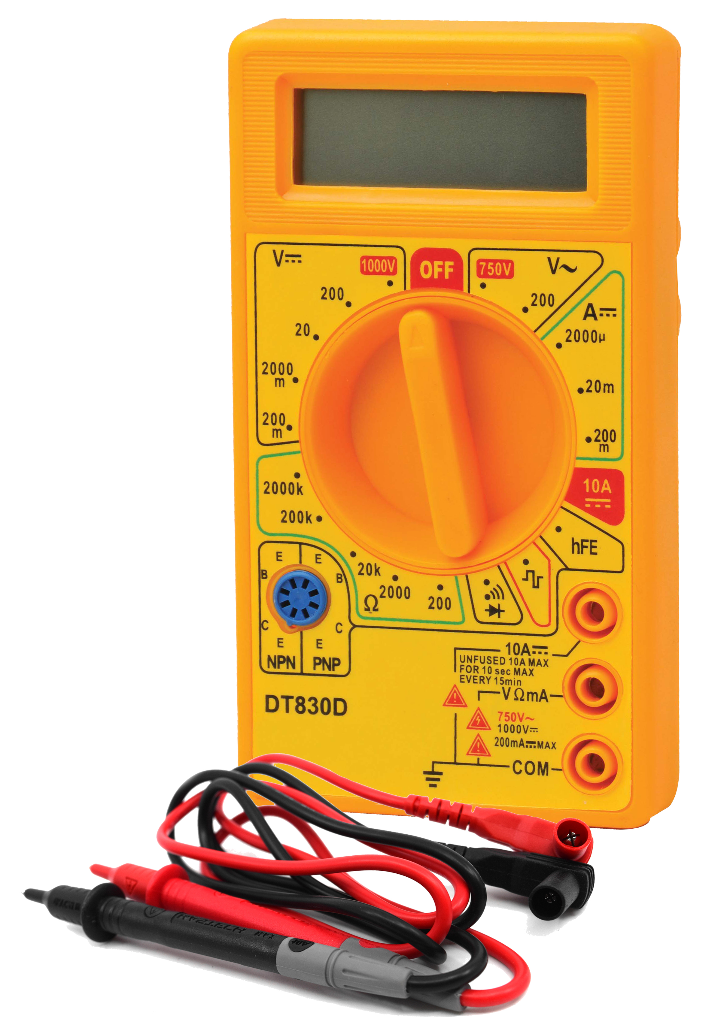 Digital Multimeter, 200mV - 1000 V - Testing Leads Included - Eisco ...