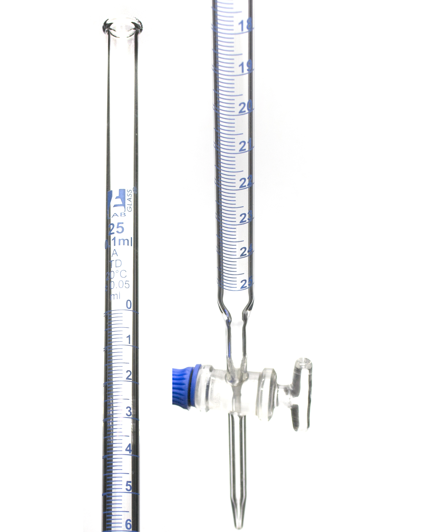 Class A 25mL Borosilicate Burette 0.1mL Graduations 0.05mL