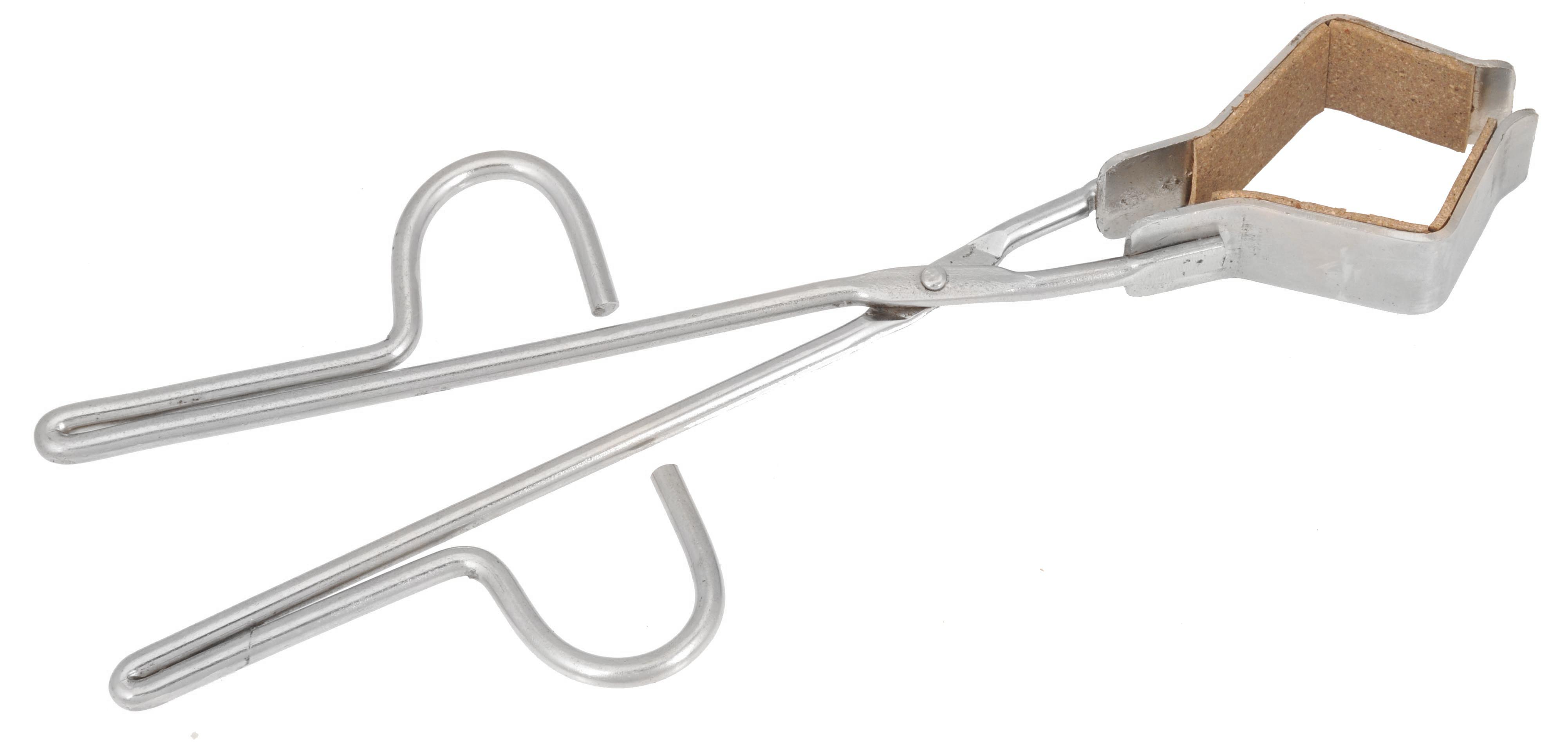 Heavy Duty Flask Tongs, 10" Long, Cork Lined Jaws, Stainless Steel