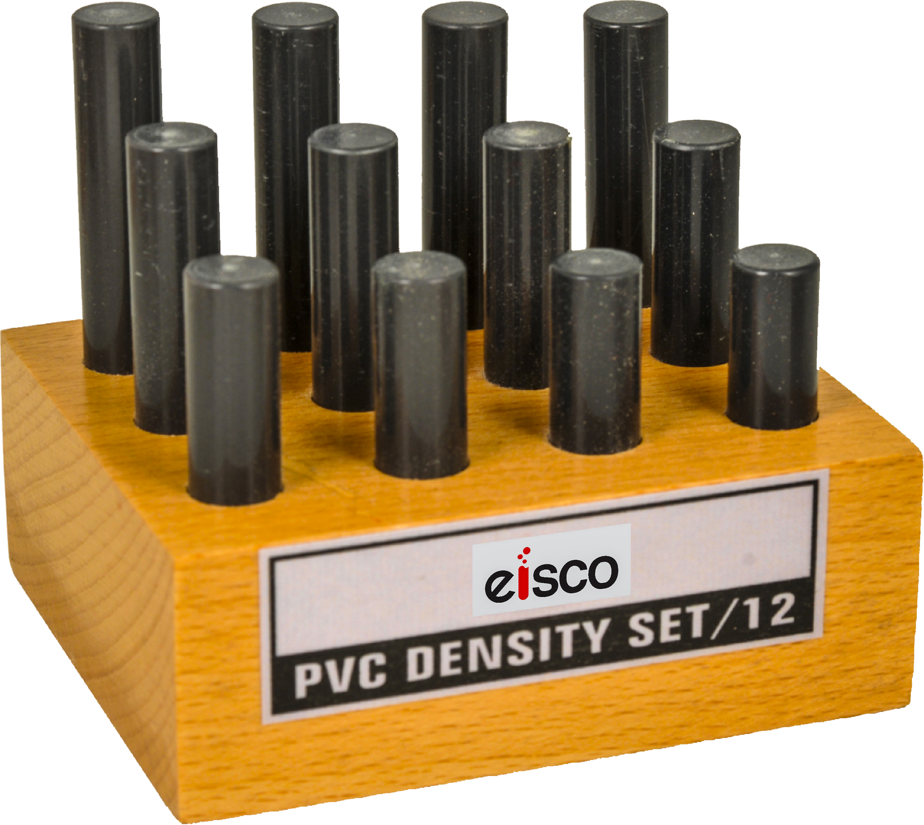 Eisco Labs PVC Density Set, 12 Rods, Varying Length with Holder