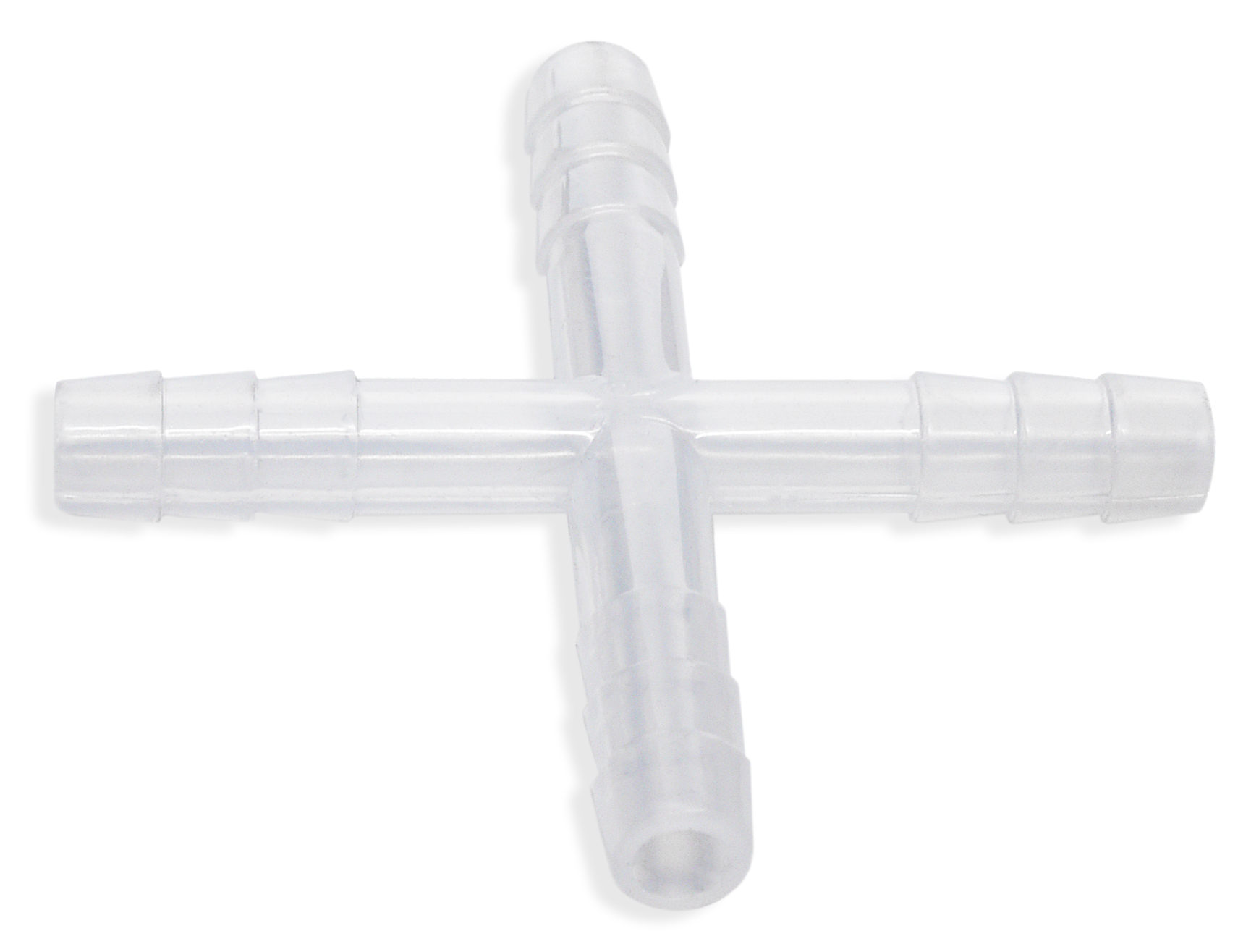 CrossShaped, 4Way, Barbed Tubing Connector, 10mm Polypropylene