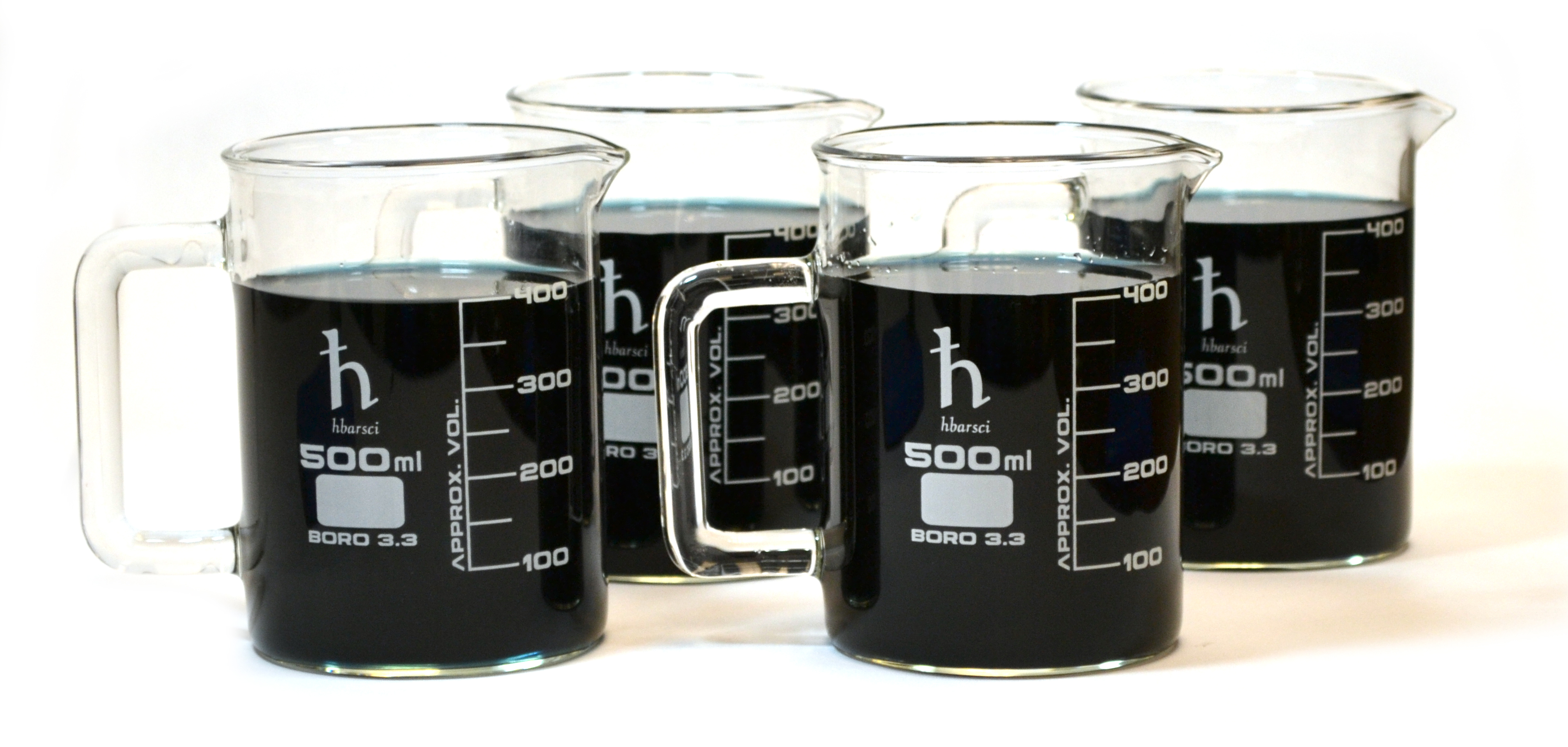 Beaker Mugs, Laboratory Borosilicate, 16.9oz (500mL) Capacity Pk of 4