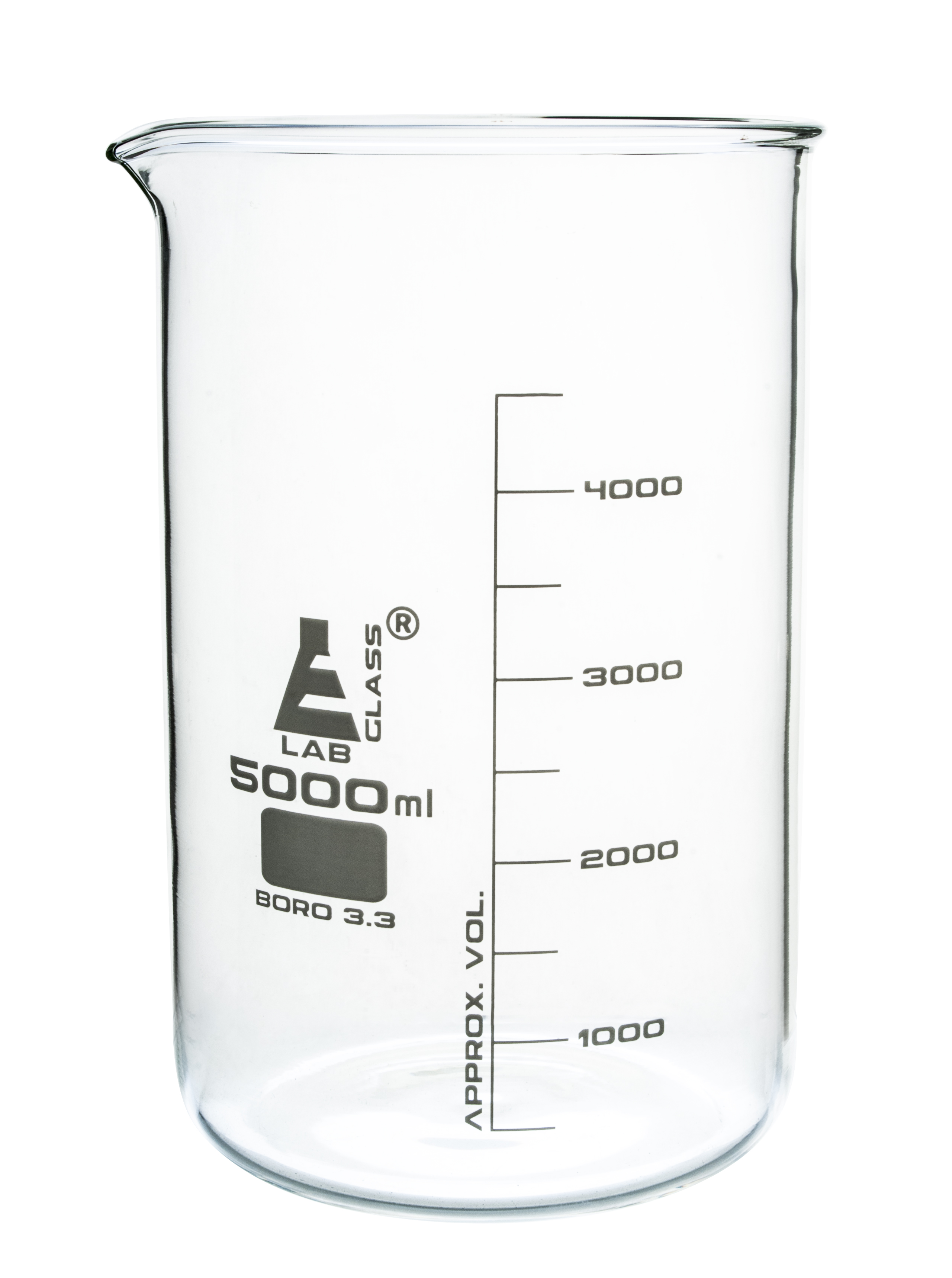 5000mL (5L) Extra Large Beaker Low Form with Spout and 500mL ...