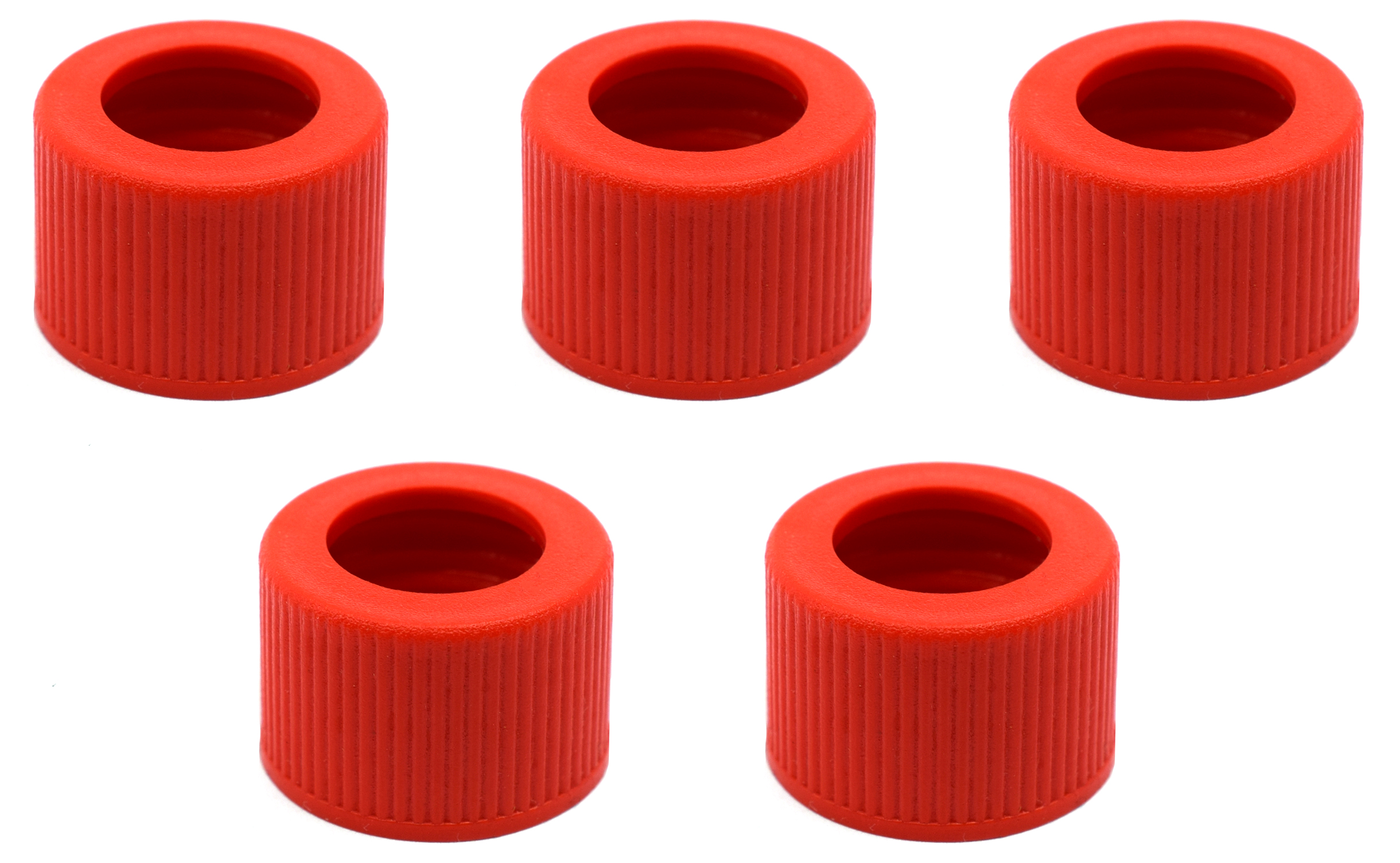 red plastic screw caps