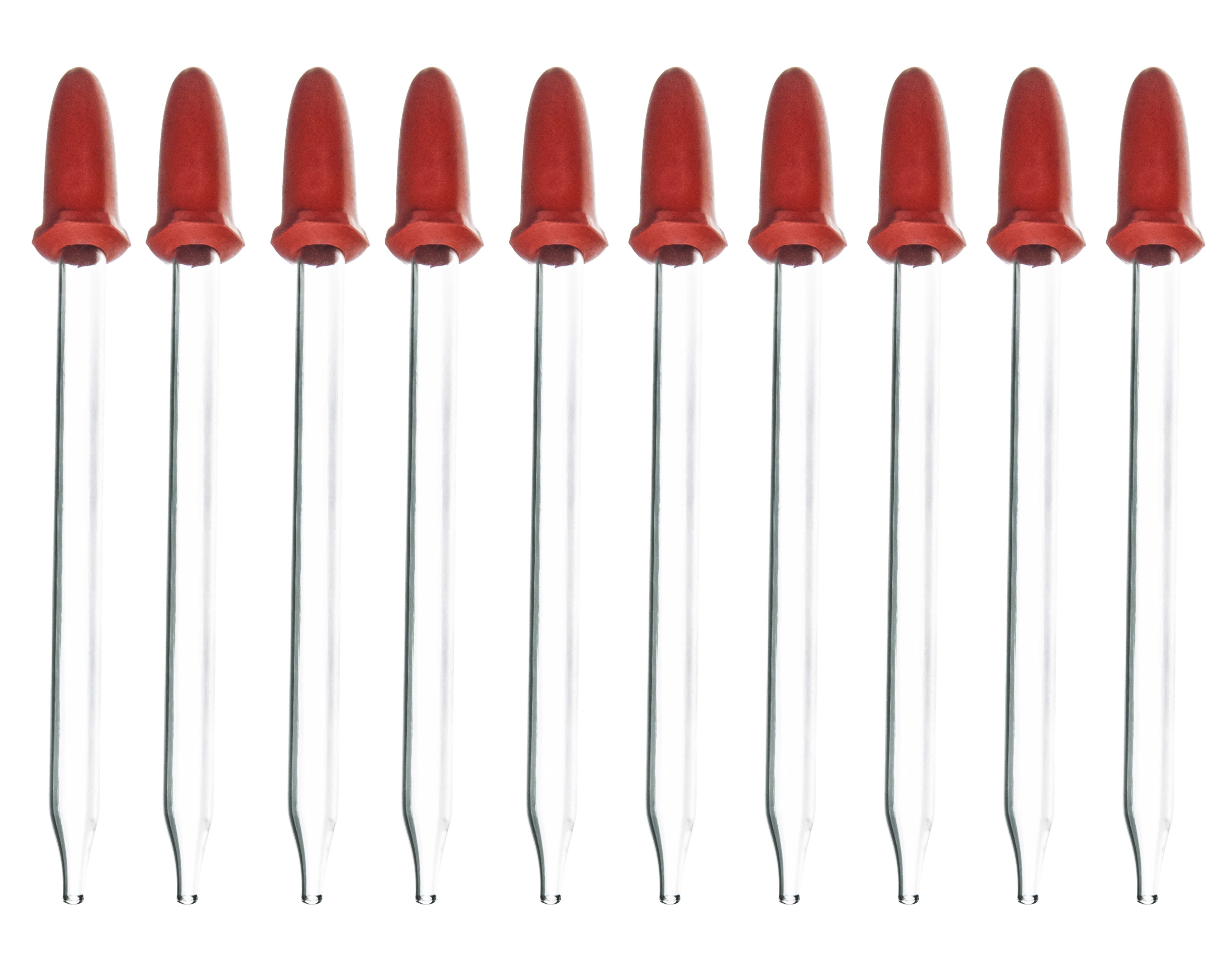 Pack of 10 Dropping Pipettes, 1.7ml Capacity,Rubber Teat,Narrow Mouth