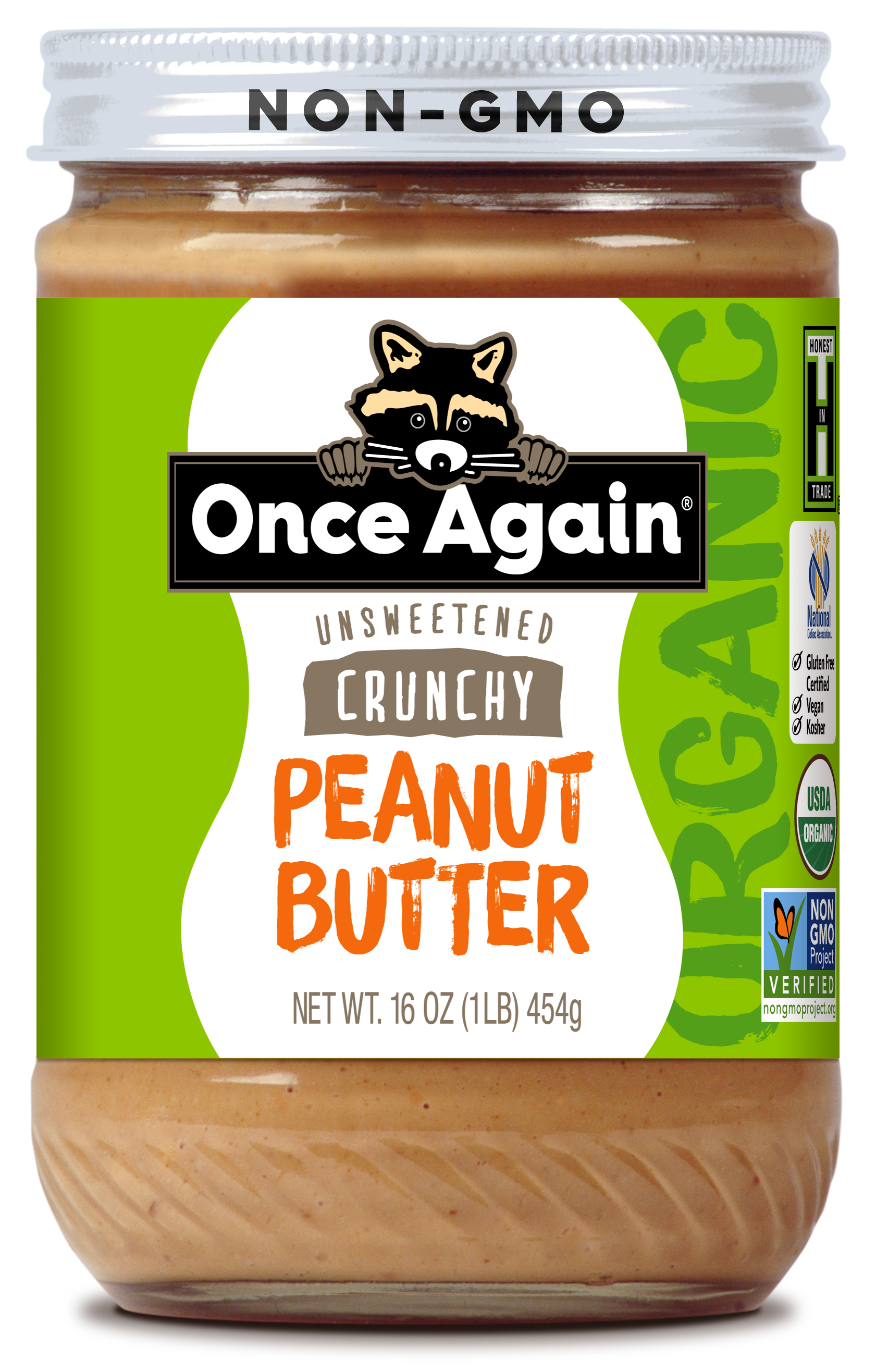 Once Again Organic, Crunchy Peanut Butter, Salted, Unsweetened, 16oz