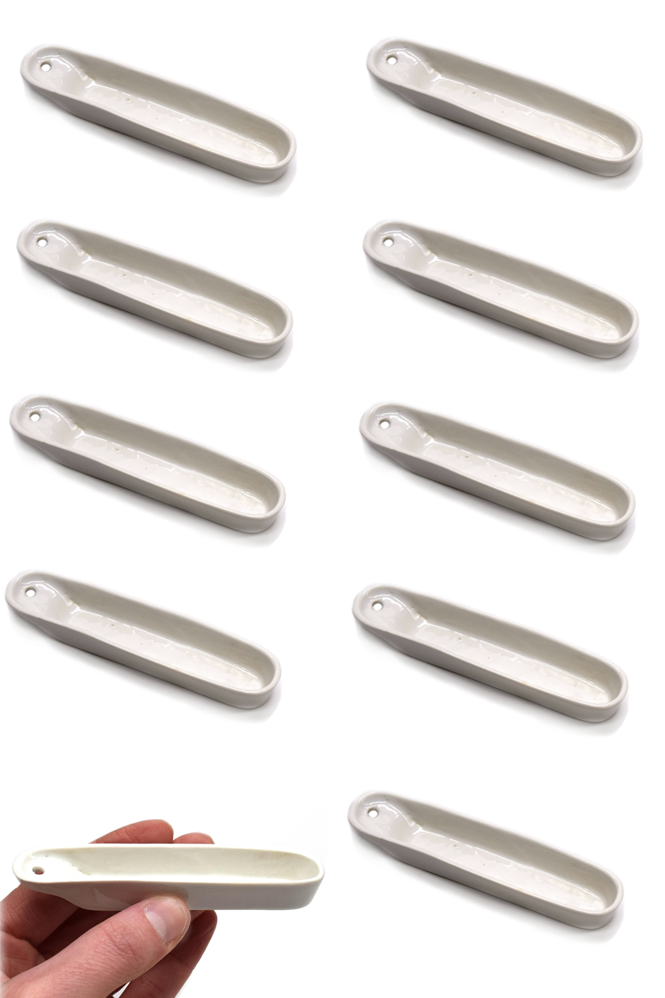 Porcelain Combustion Boat with Handle (Pack of 10), 3"x1/2" Interior