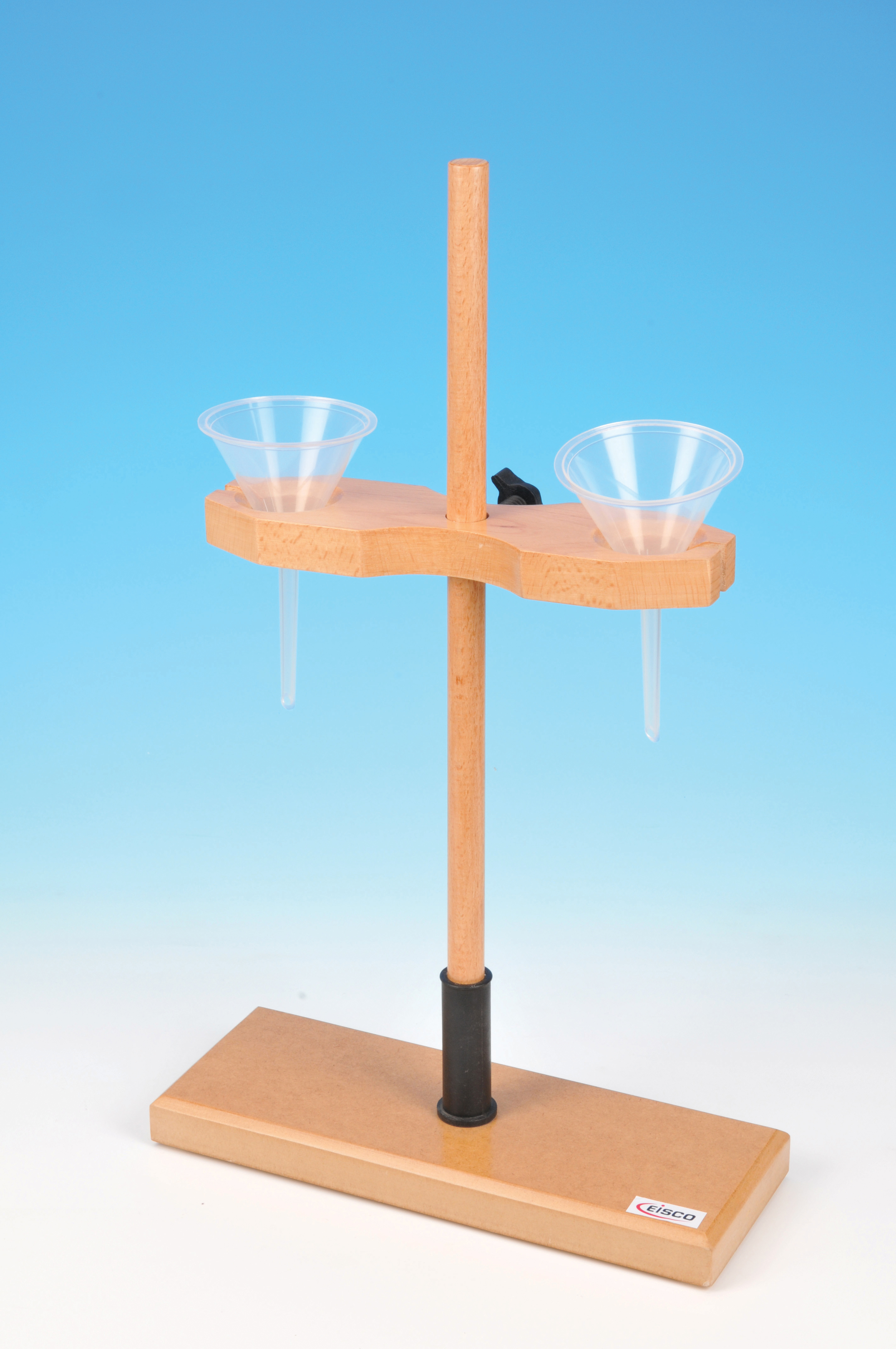 Adjustable Funnel Stand for 2 Funnels, Polished Wood, 1.5" Holes