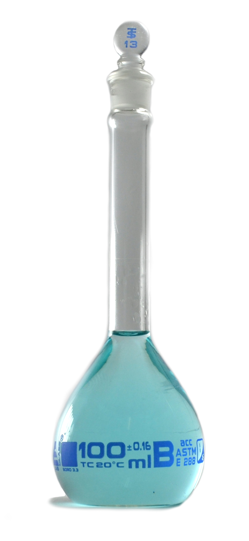 Volumetric Flask With Glass Stopper - Class B - 100mL - Borosilicate ...