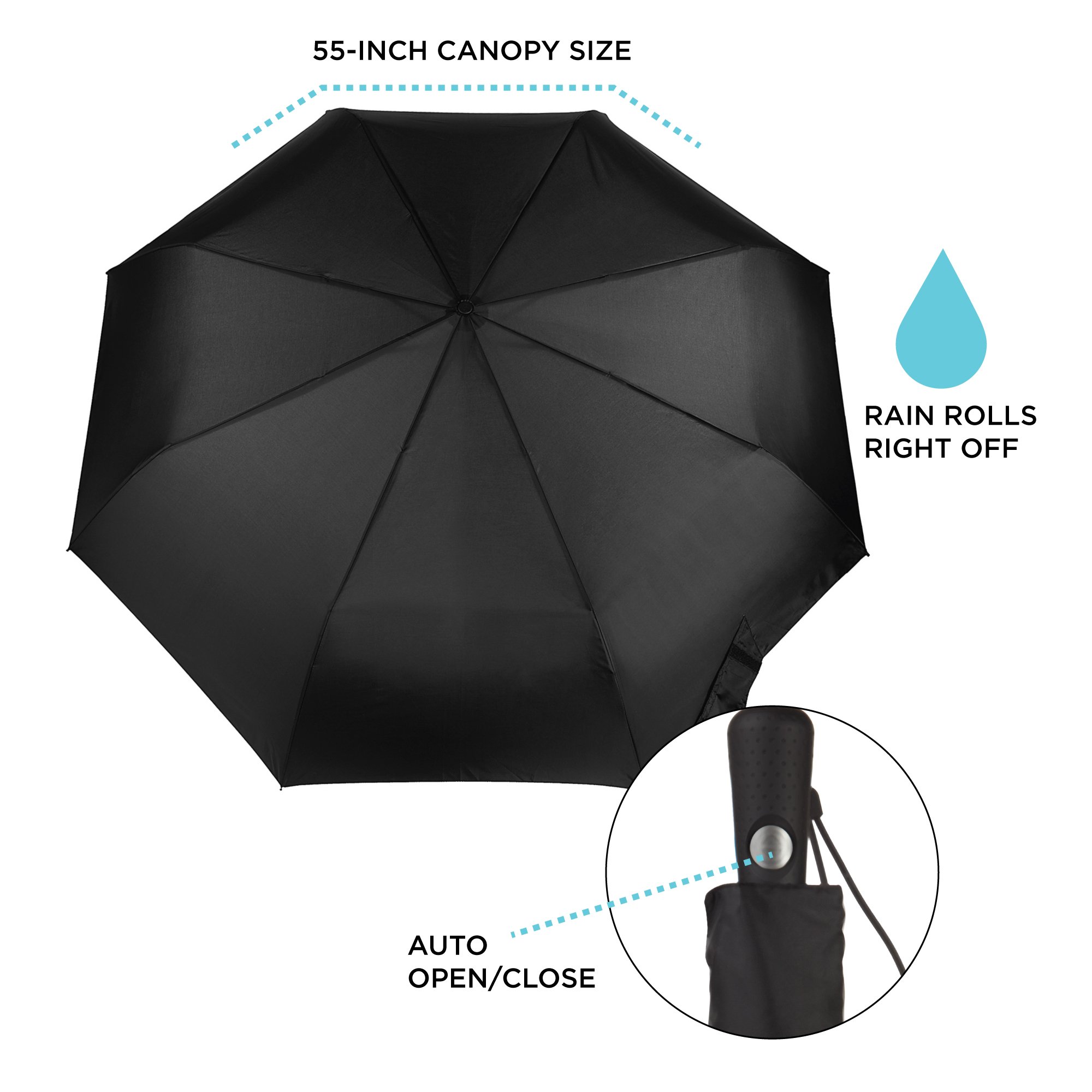 Totes Line Golf Size Auto Open Auto Close Compact Umbrella | eBay