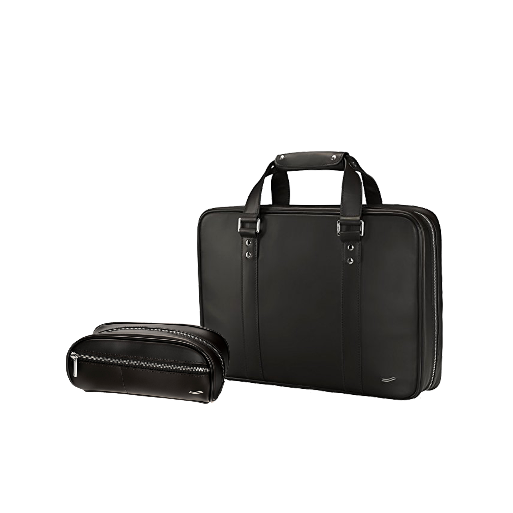 Vocier 2-Piece Travel Set | Leather Briefcase & Dopp Kit