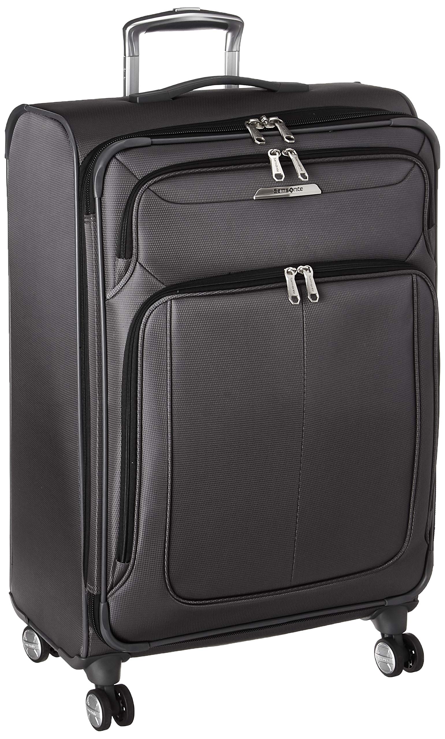 Samsonite Solyte DLX Softside Expandable Luggage with Spinner Wheels Midnight Black Checked-Medium 25-Inch 