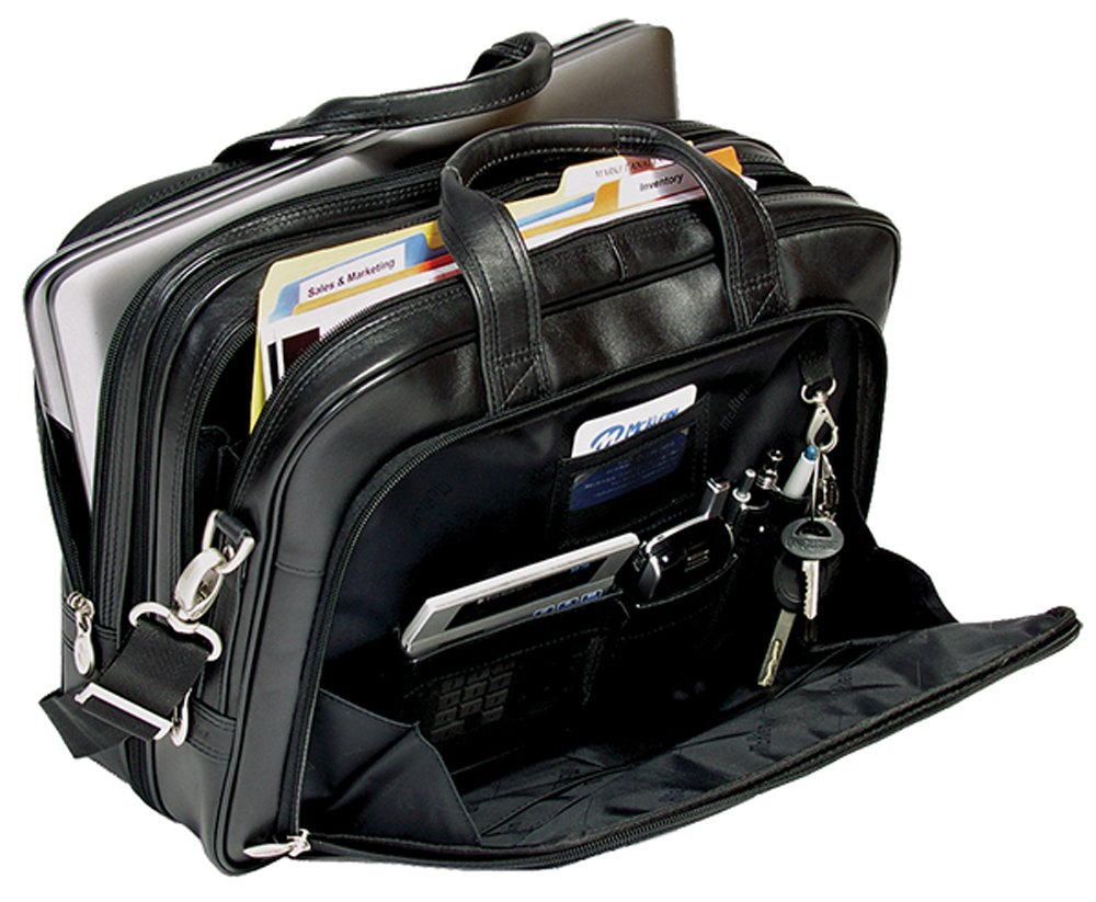 McKlein USA Pearson 17" Leather Expandable Double Compartment Briefcase