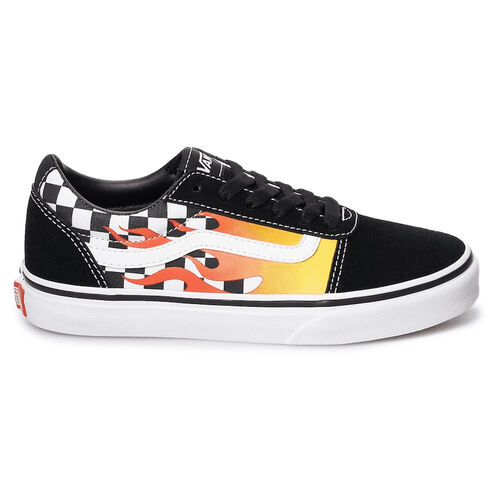 checkered vans with flame