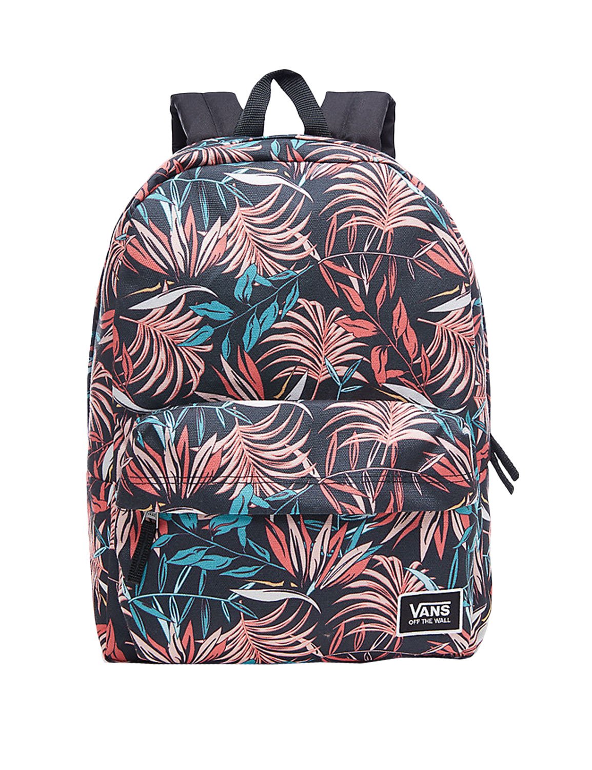 vans realm black floral print backpack