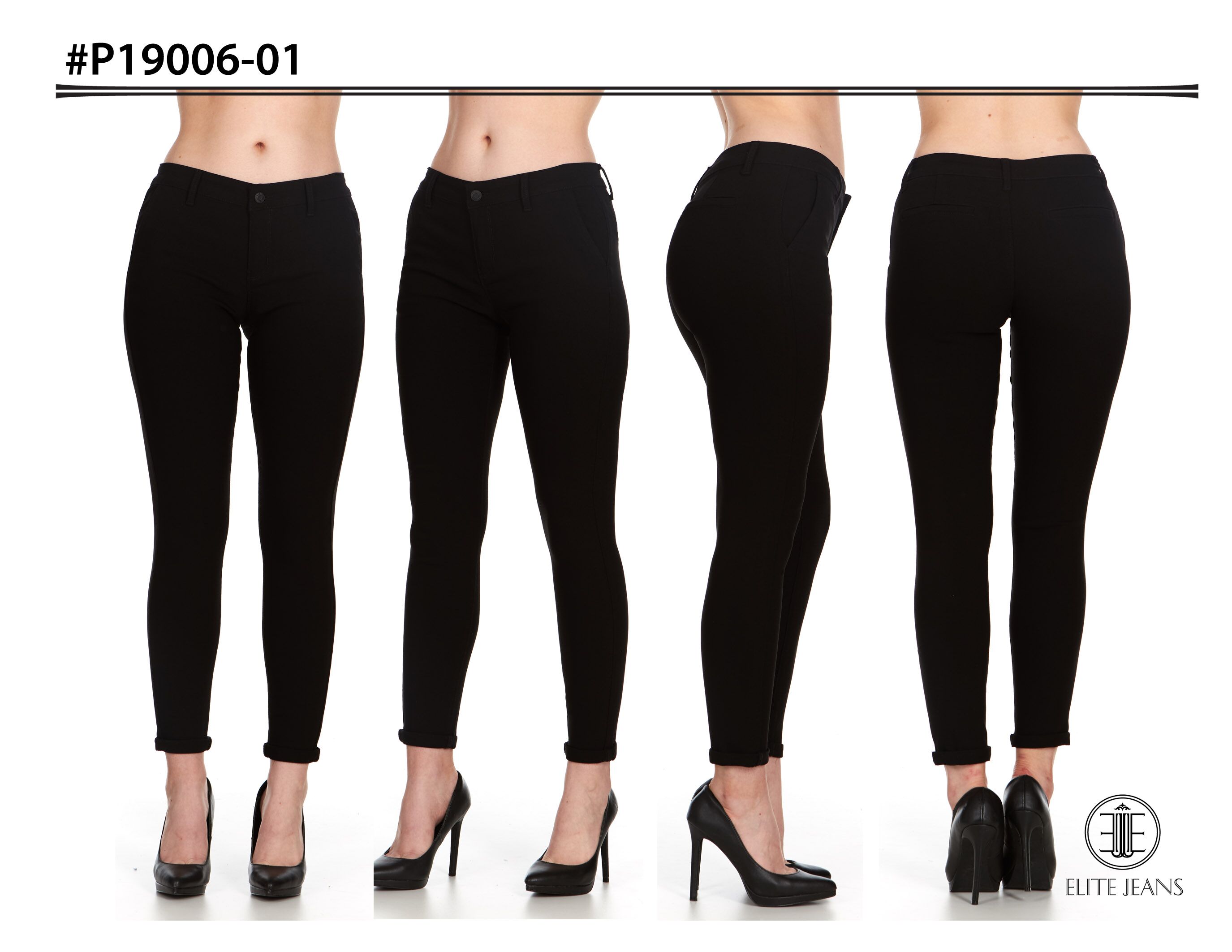 women's black stretch skinny trousers